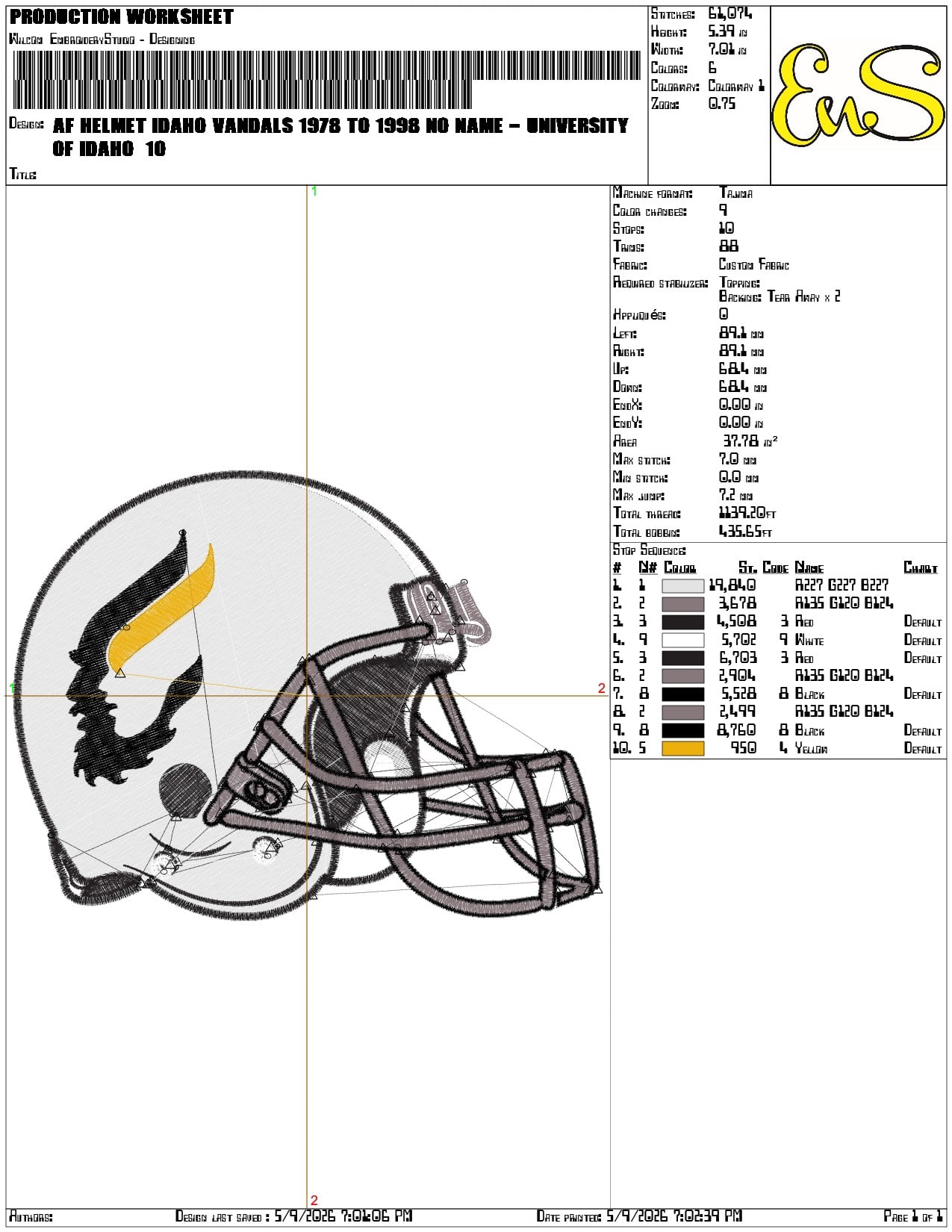 AF Helmet Idaho Vandals 1978 to 1998 no Name  - Elegant embroidery design file-instant download — view 3