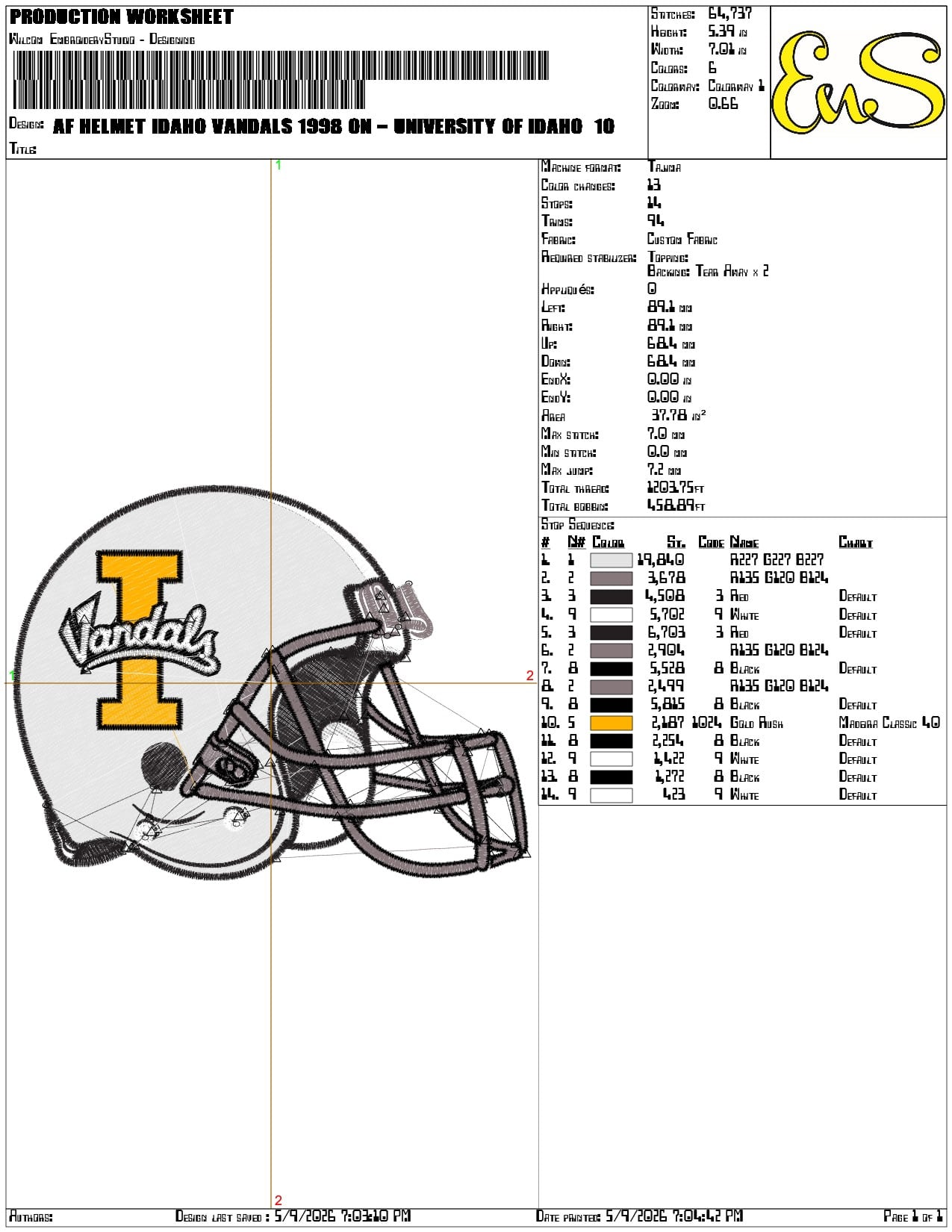 AF Helmet Idaho Vandals 1998  - Elegant embroidery design file-instant download — view 3