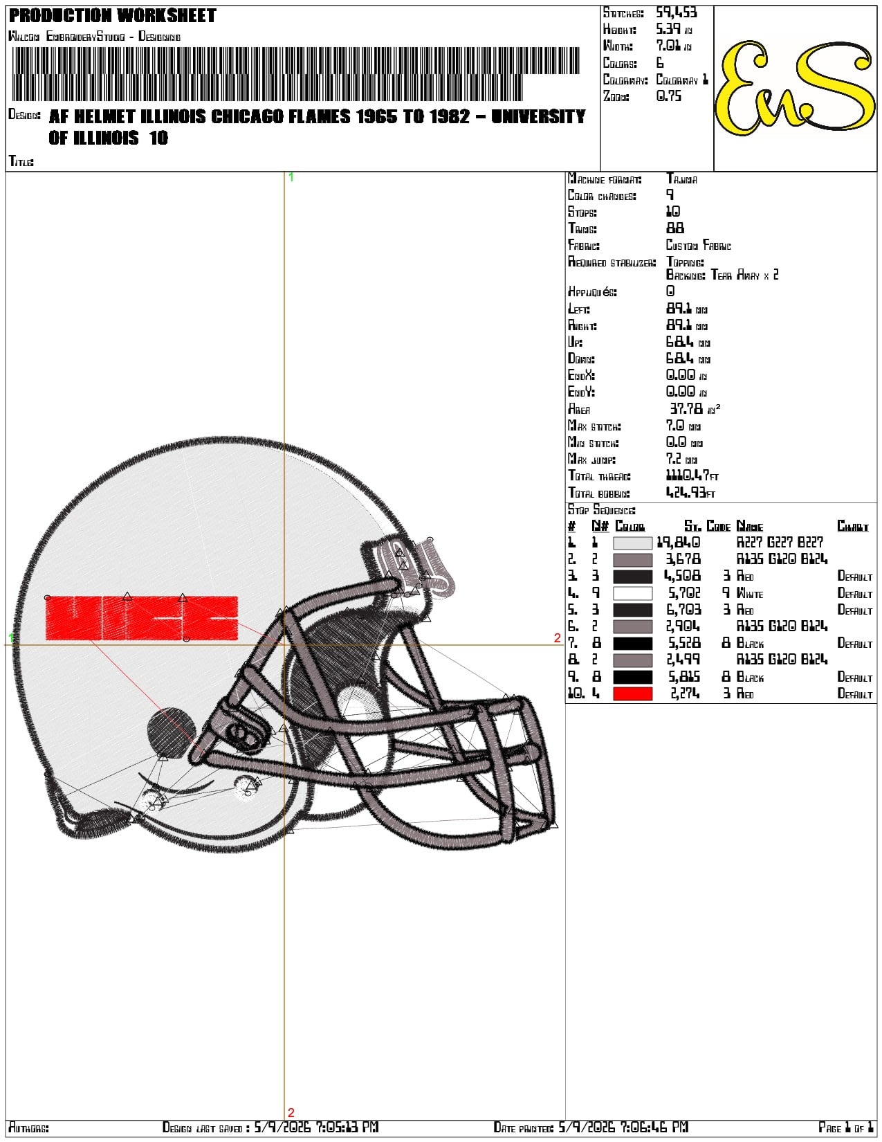 AF Helmet Illinois Chicago Flames 1965 to 1982  - Elegant embroidery design file-instant download — view 3