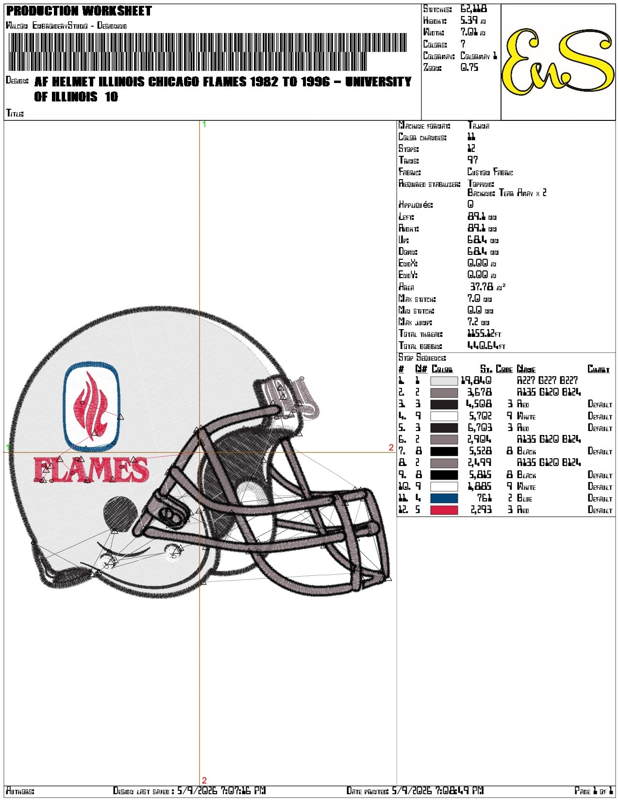 AF Helmet Illinois Chicago Flames 1982 to 1996  - Elegant embroidery design file-instant download — view 3