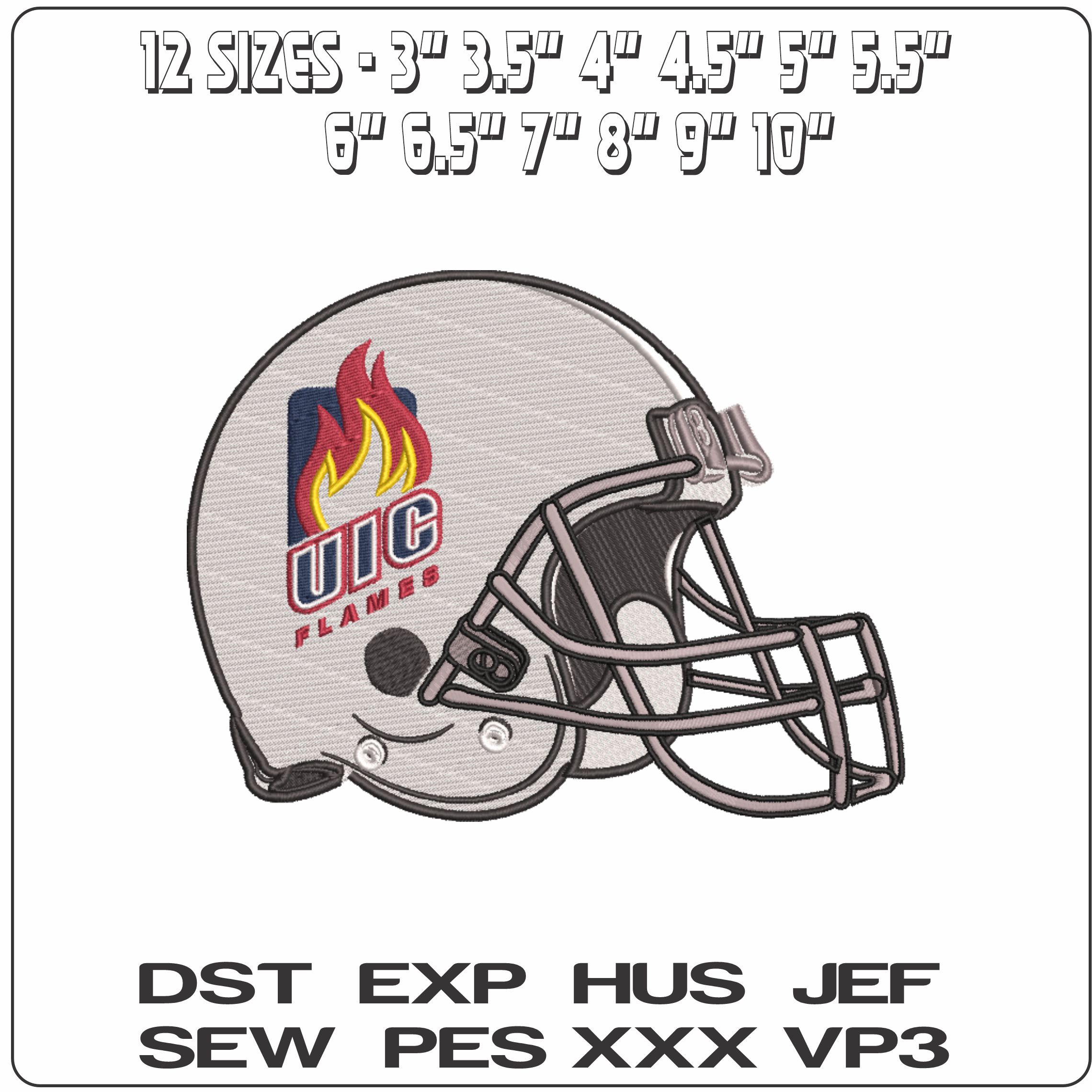 AF Helmet Illinois Chicago Flames 1996 to 2020  - Elegant embroidery design file-instant download — view 2