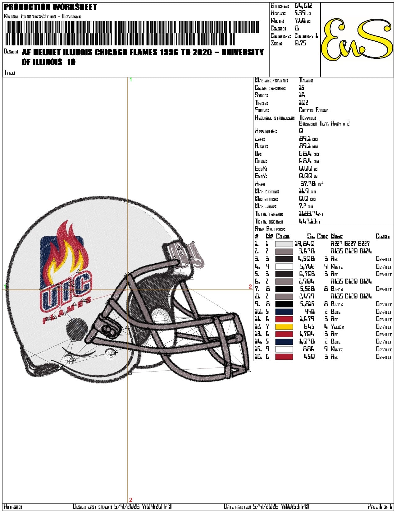 AF Helmet Illinois Chicago Flames 1996 to 2020  - Elegant embroidery design file-instant download — view 3