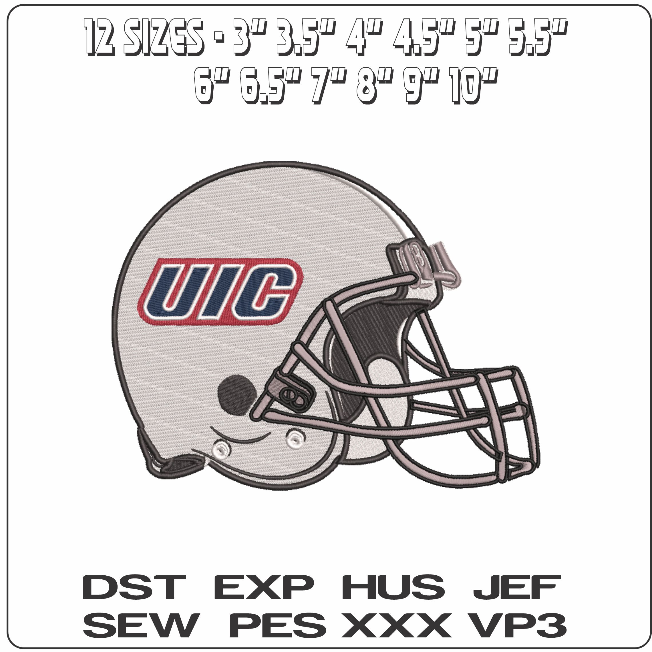 AF Helmet Illinois Chicago Flames 2020  - Elegant embroidery design file-instant download — view 2