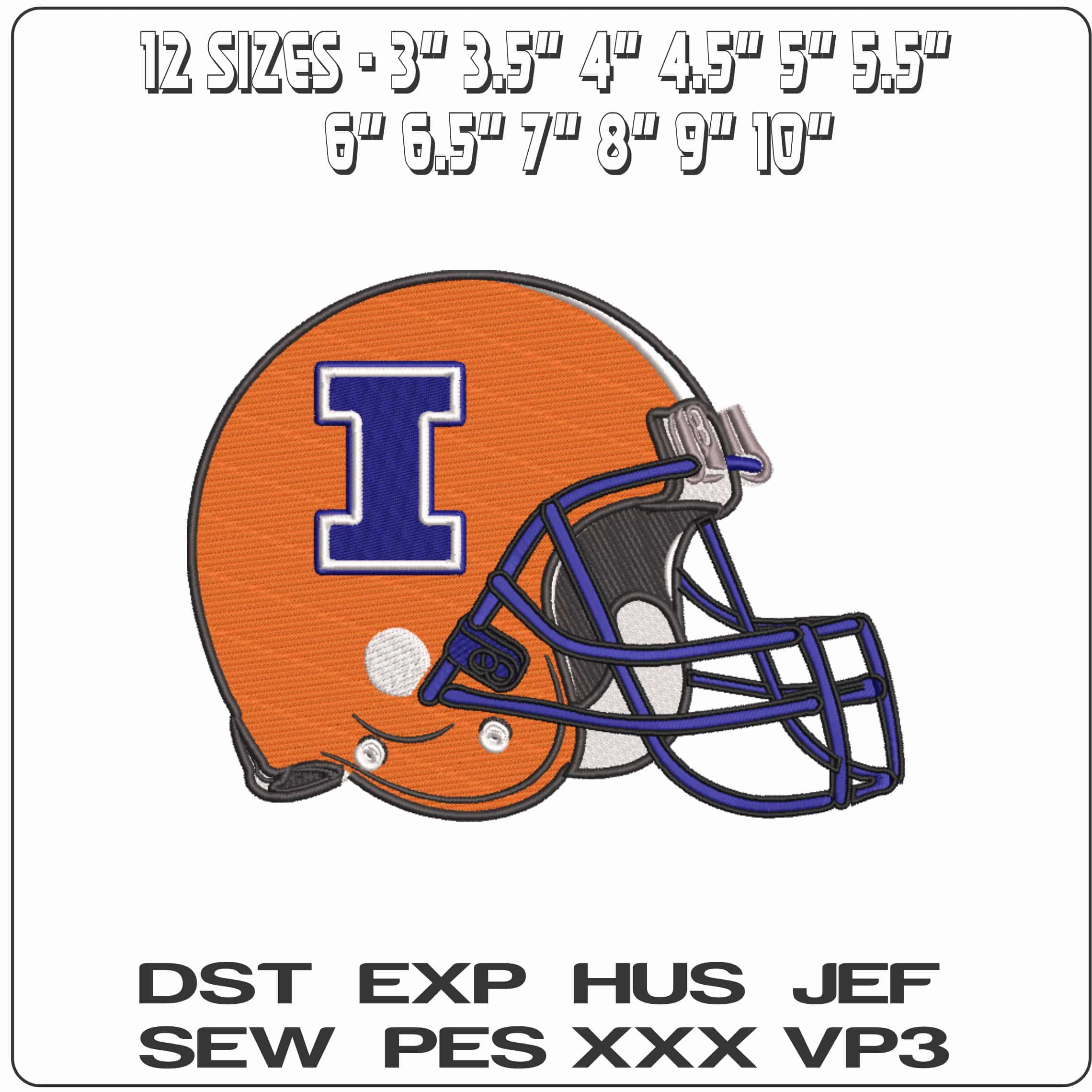 AF Helmet Illinois Fightin Illini University  - Elegant embroidery design file-instant download — view 2