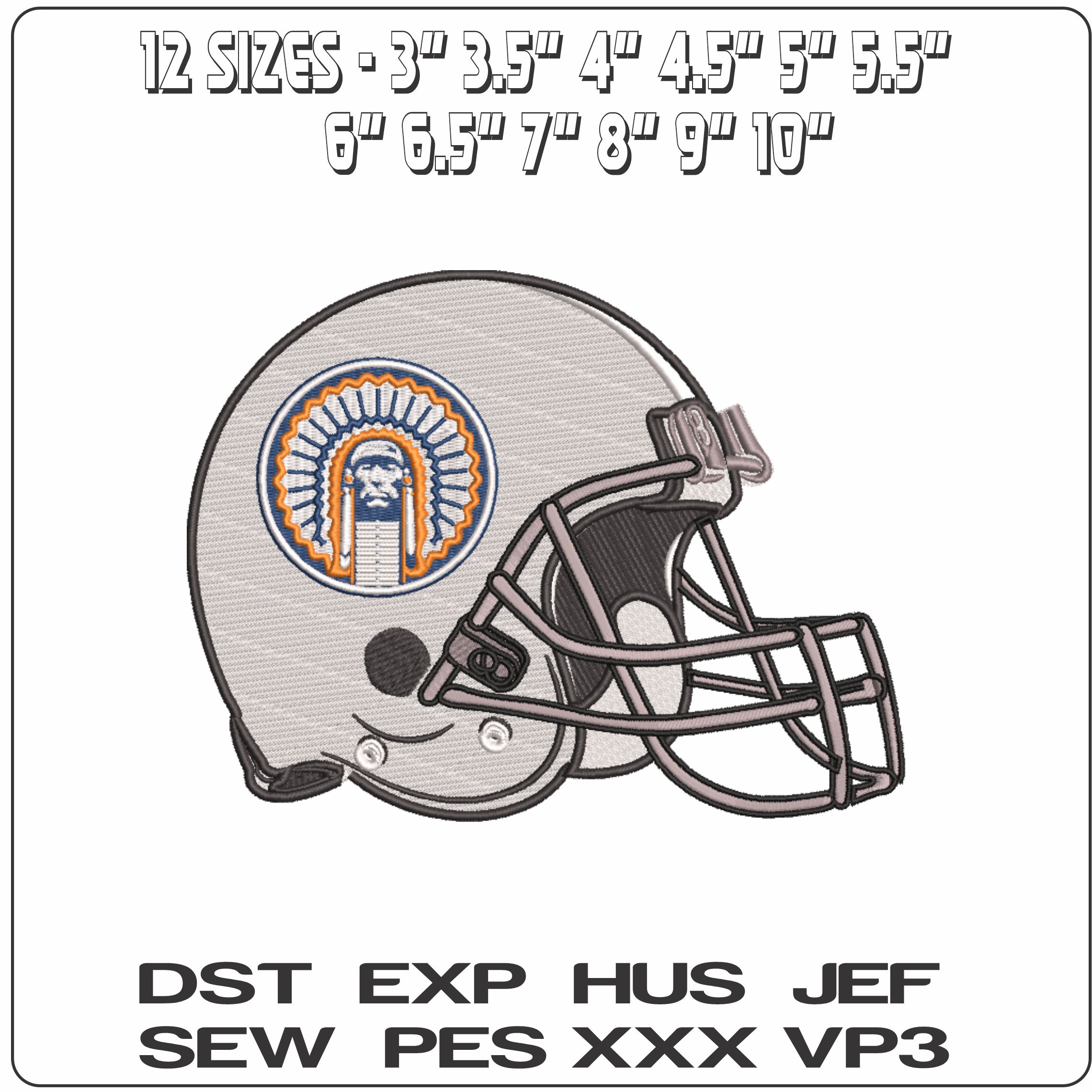 AF Helmet Illinois Fightin Illini 1981 to 1995  - Elegant embroidery design file-instant download — view 2