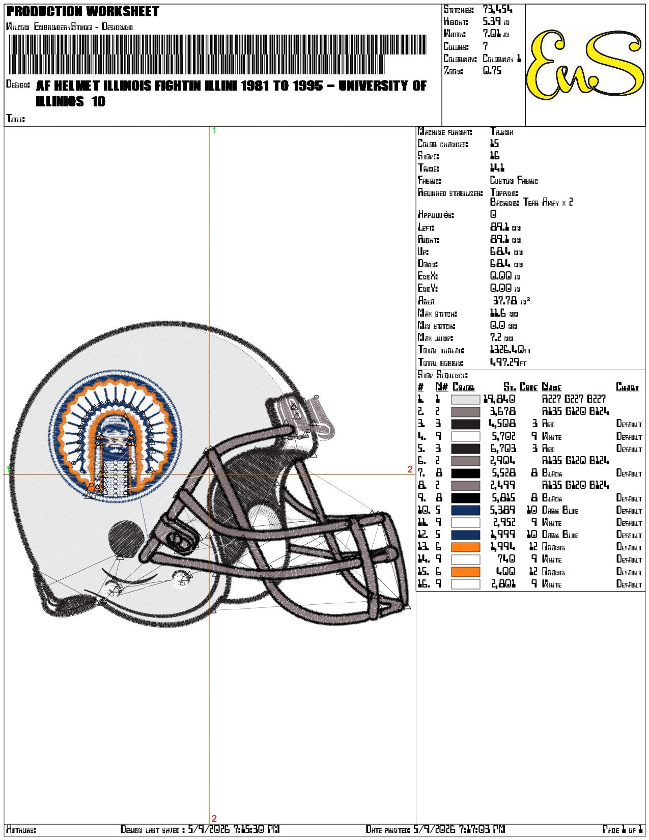 AF Helmet Illinois Fightin Illini 1981 to 1995  - Elegant embroidery design file-instant download — view 3