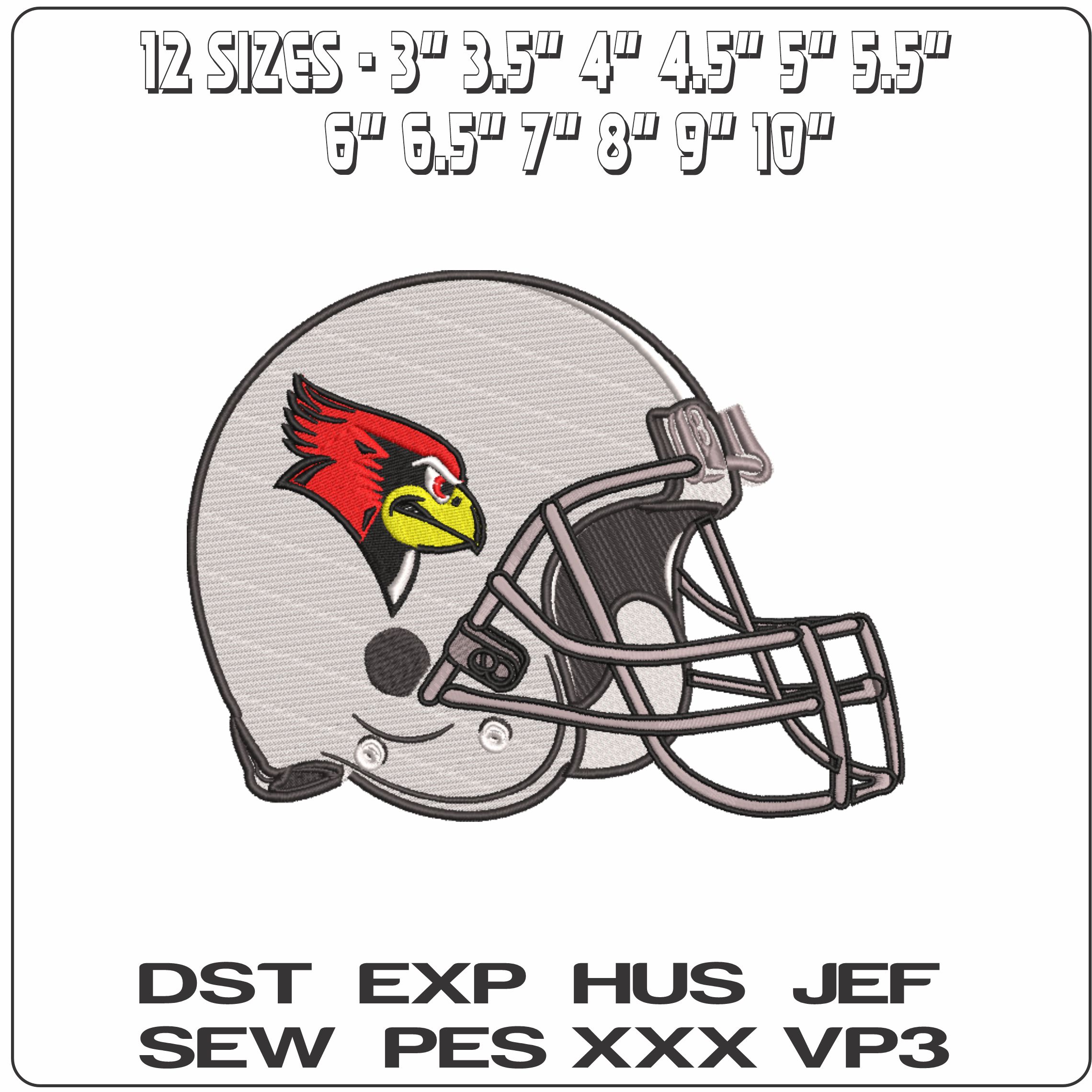 AF Helmet Illinois State Redbirds  - Elegant embroidery design file-instant download — view 2