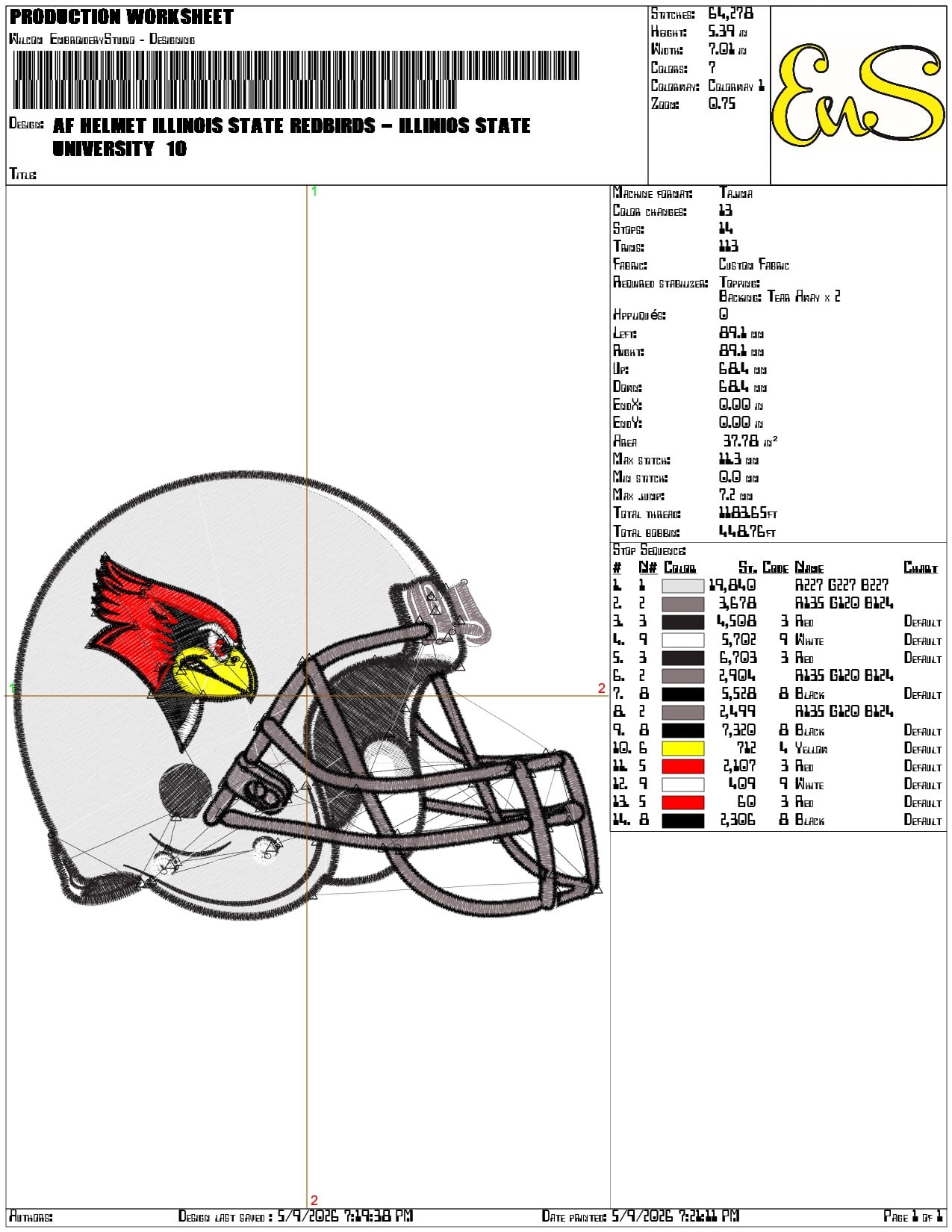 AF Helmet Illinois State Redbirds  - Elegant embroidery design file-instant download — view 3