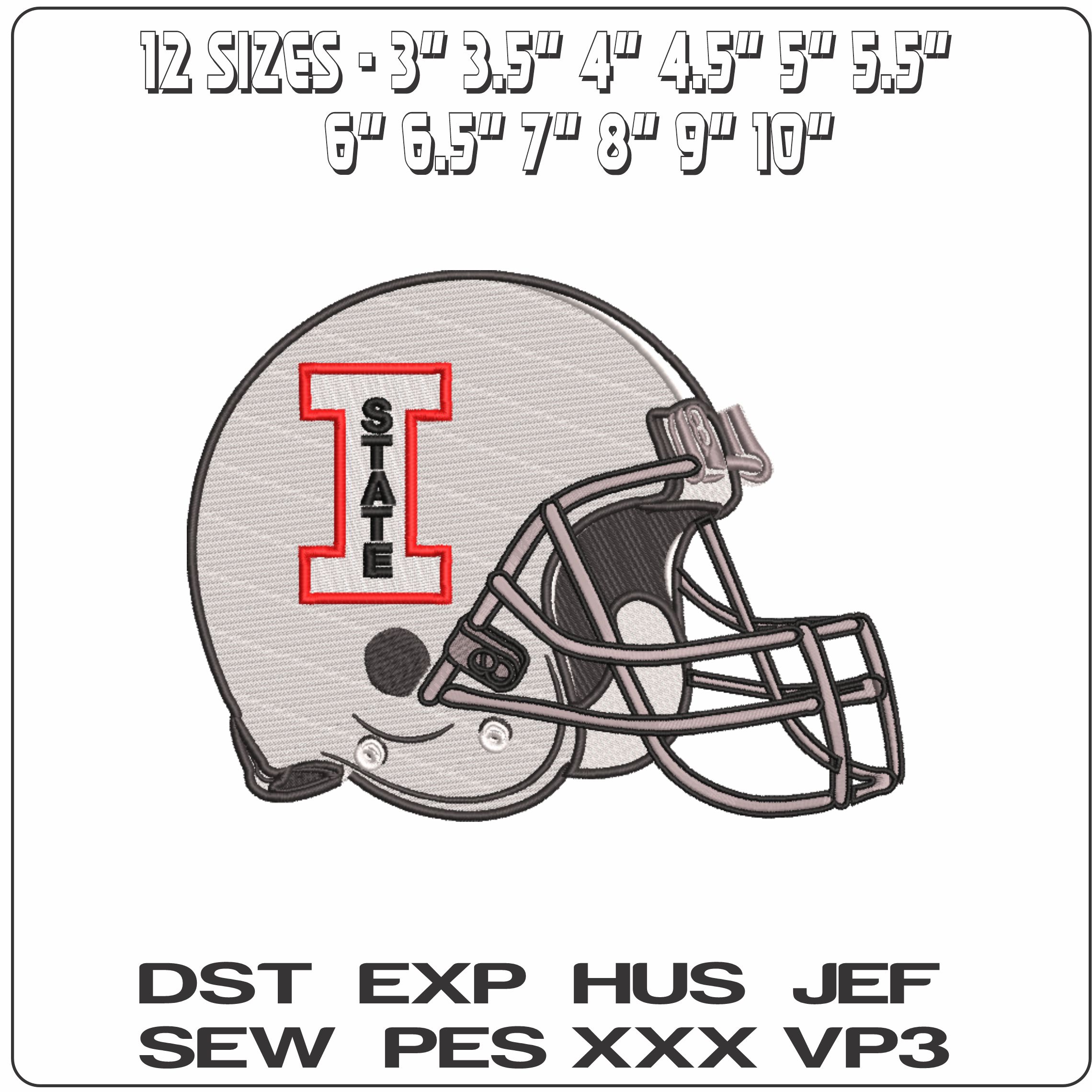 AF Helmet Illinois State Redbirds 1966 to 1979  - Elegant embroidery design file-instant download — view 2