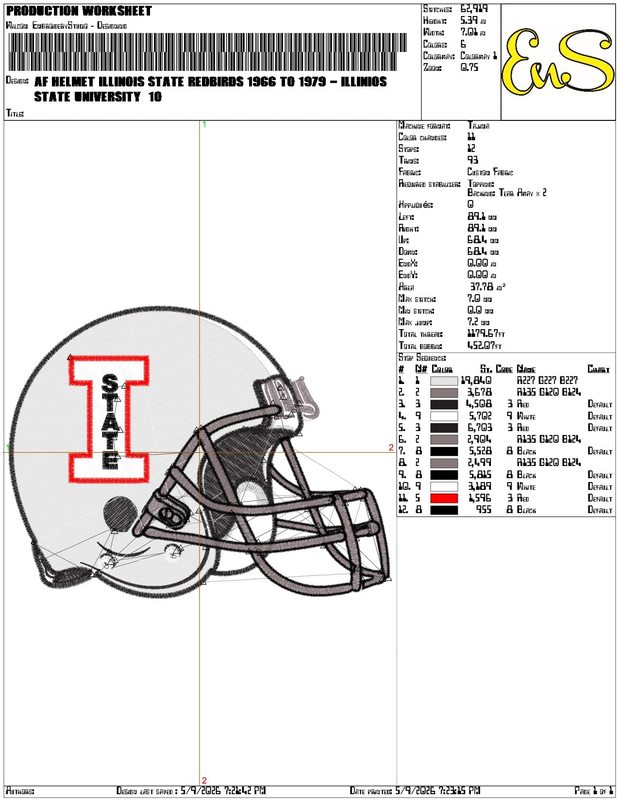 AF Helmet Illinois State Redbirds 1966 to 1979  - Elegant embroidery design file-instant download — view 3