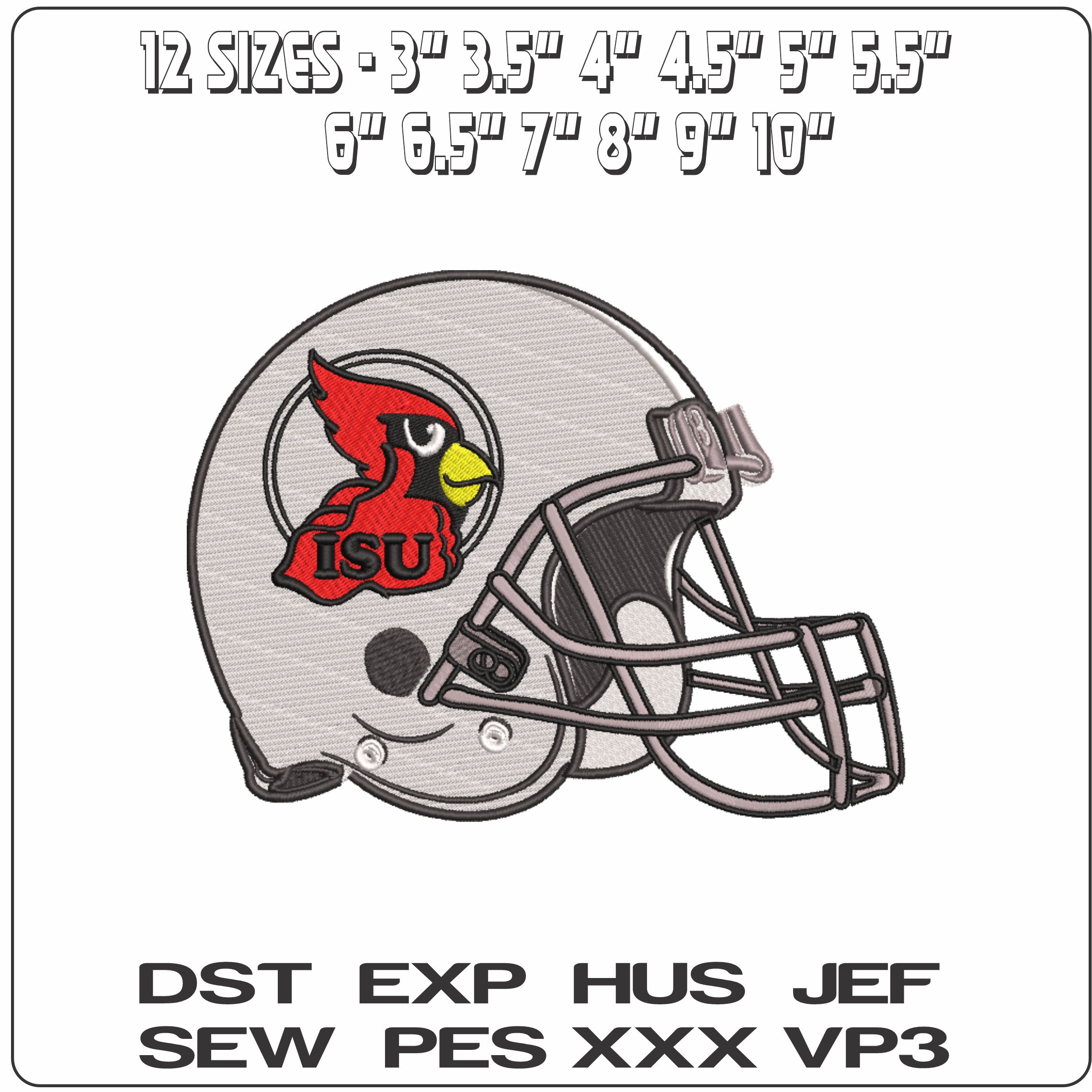 AF Helmet Illinois State Redbirds 1979 to 1996  - Elegant embroidery design file-instant download — view 2