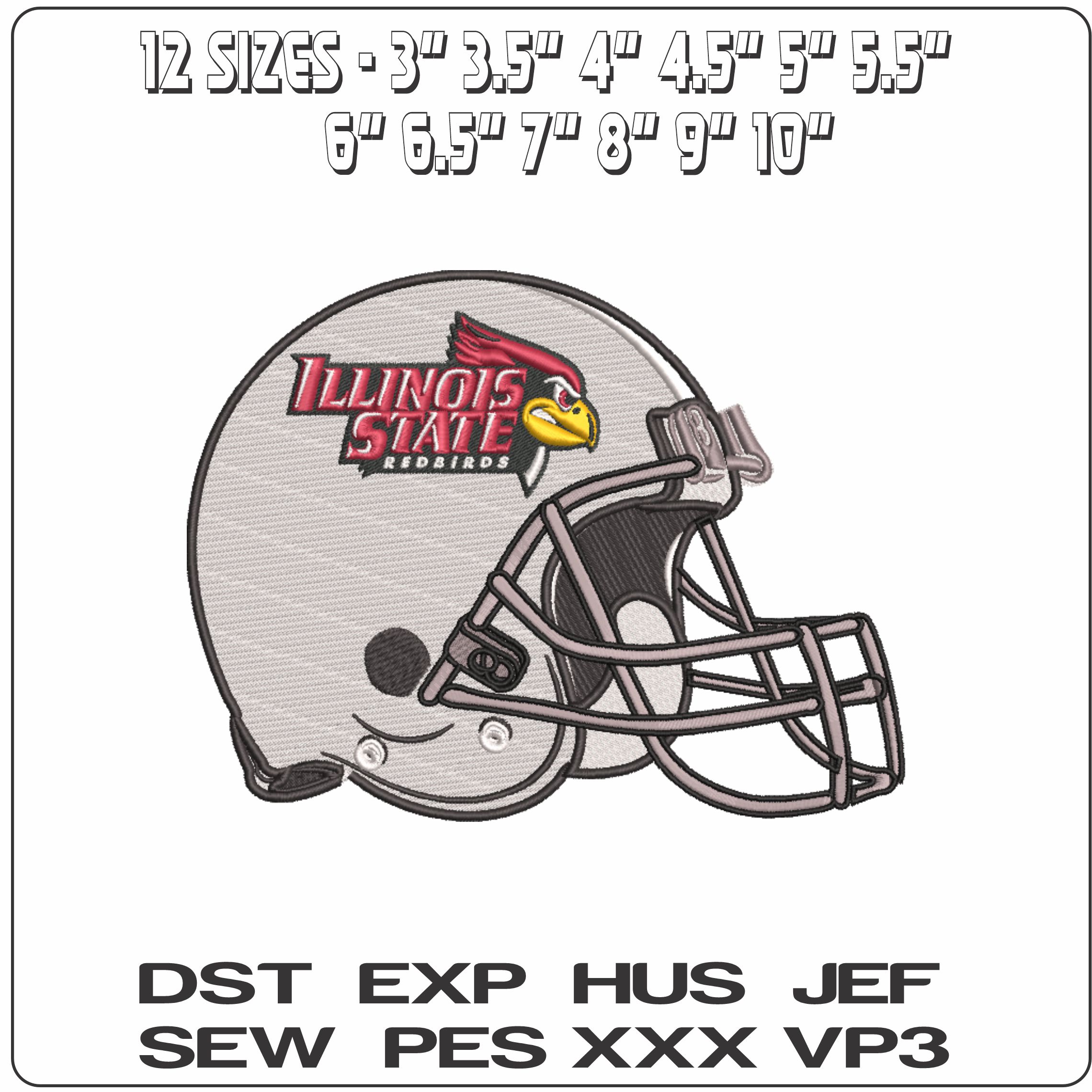 AF Helmet Illinois State Redbirds 2005  - Elegant embroidery design file-instant download — view 2
