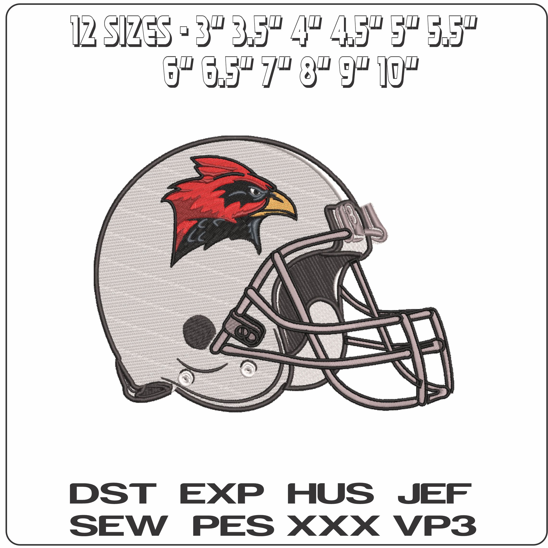 AF Helmet Incarnate Word Cardinals 2004 to 2011  - Elegant embroidery design file-instant download — view 2