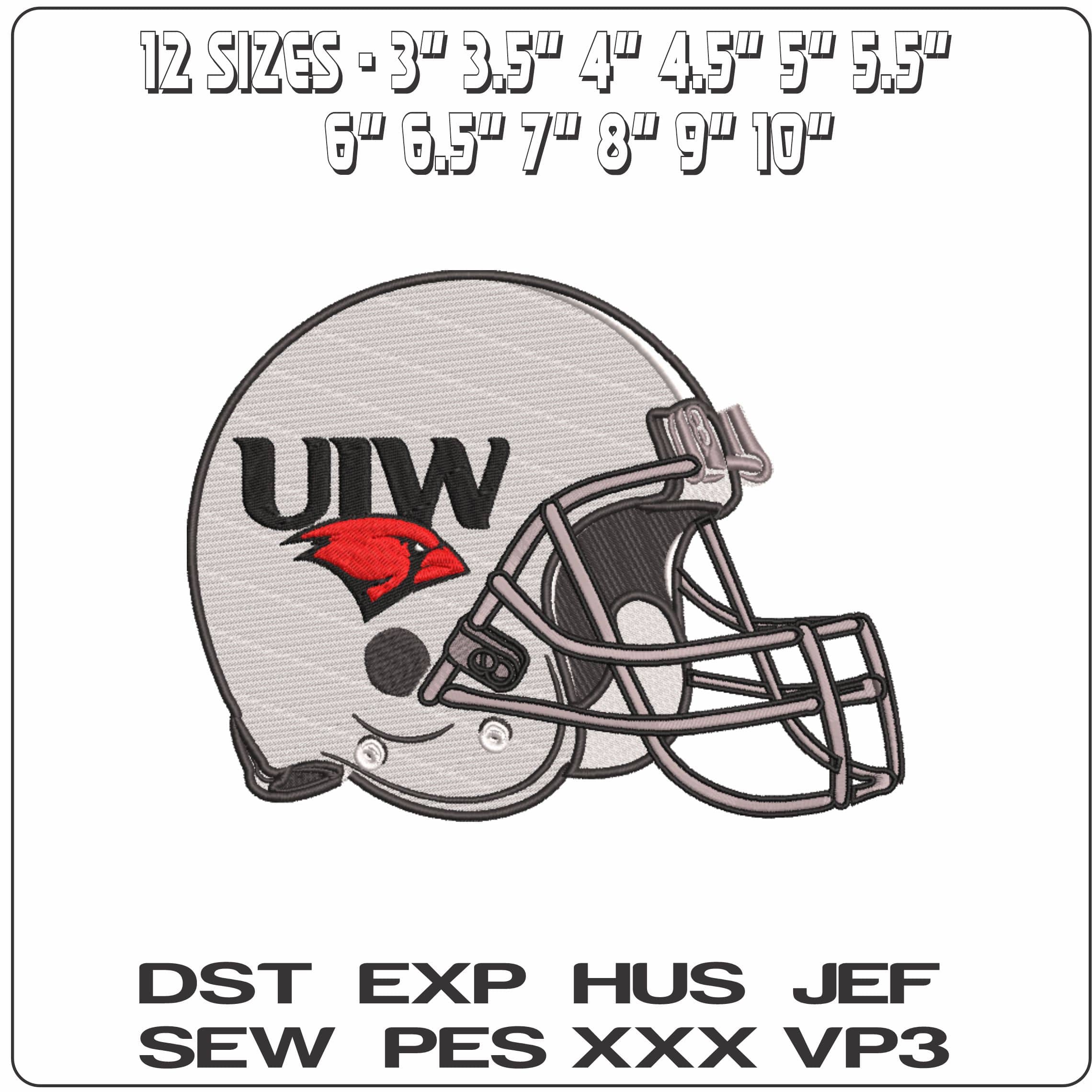 AF Helmet Incarnate Word Cardinals 2011  - Elegant embroidery design file-instant download — view 2