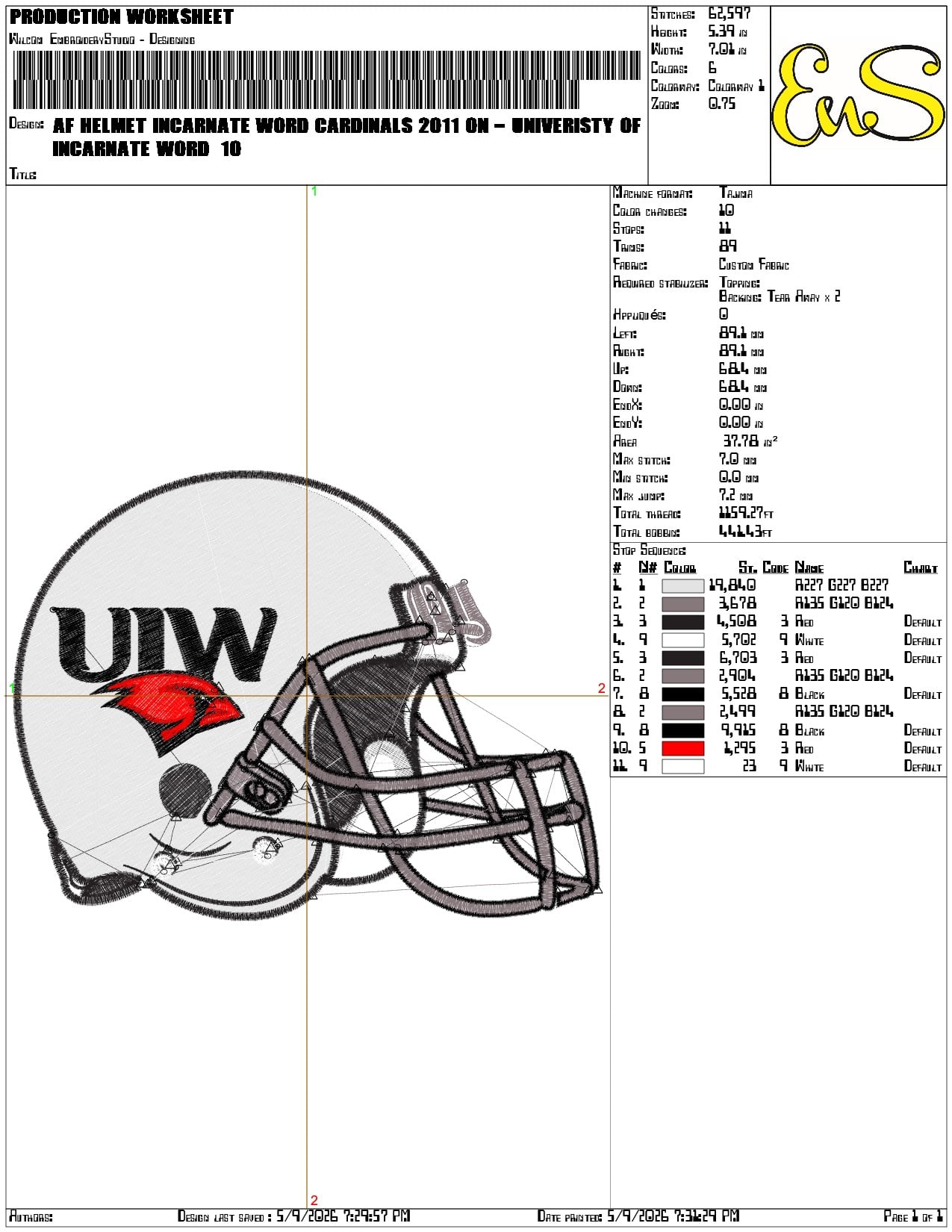AF Helmet Incarnate Word Cardinals 2011  - Elegant embroidery design file-instant download — view 3