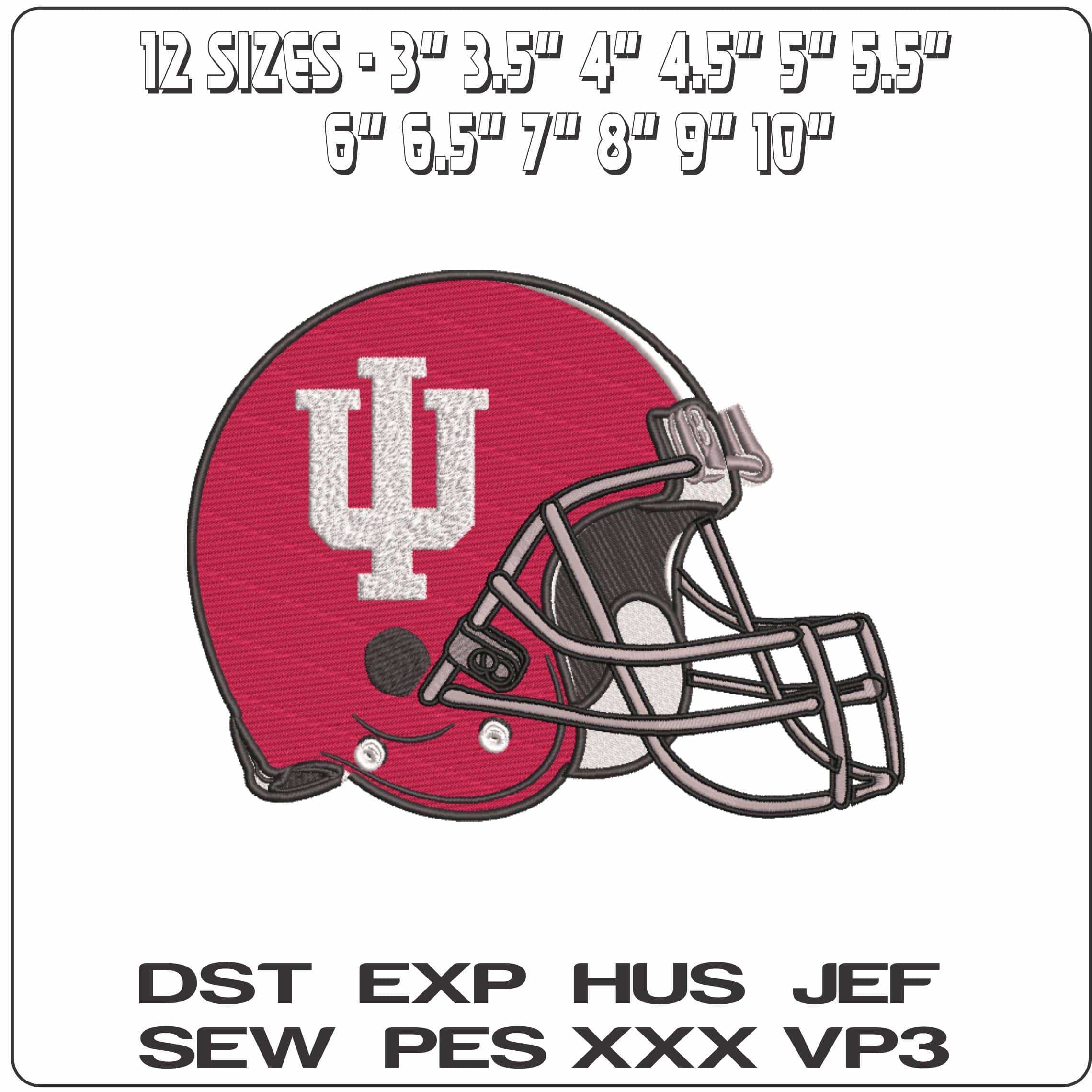 AF Helmet Indiana Hoosiers Indiana University  - Elegant embroidery design file-instant download — view 2