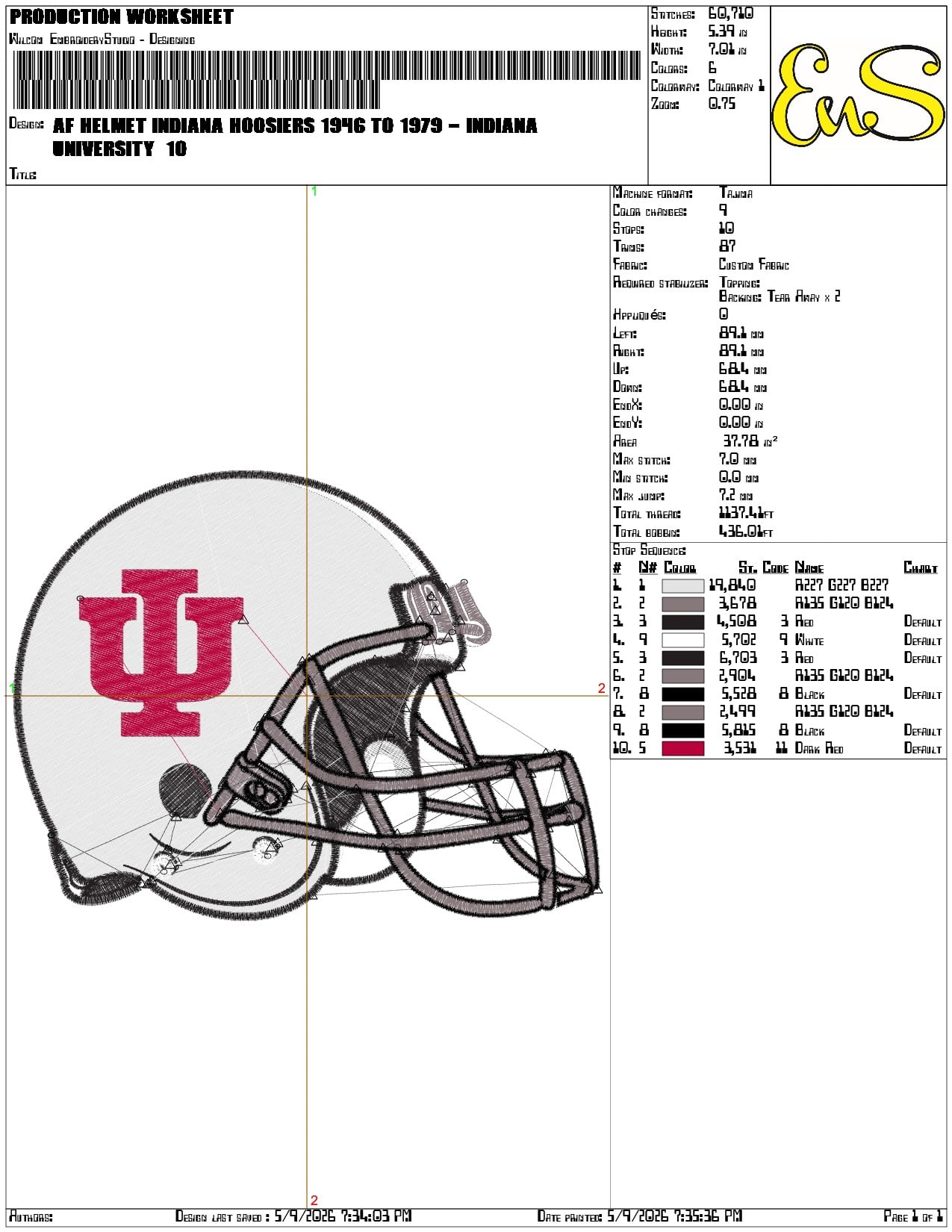 AF Helmet Indiana Hoosiers 1946 to 1979  - Elegant embroidery design file-instant download — view 3