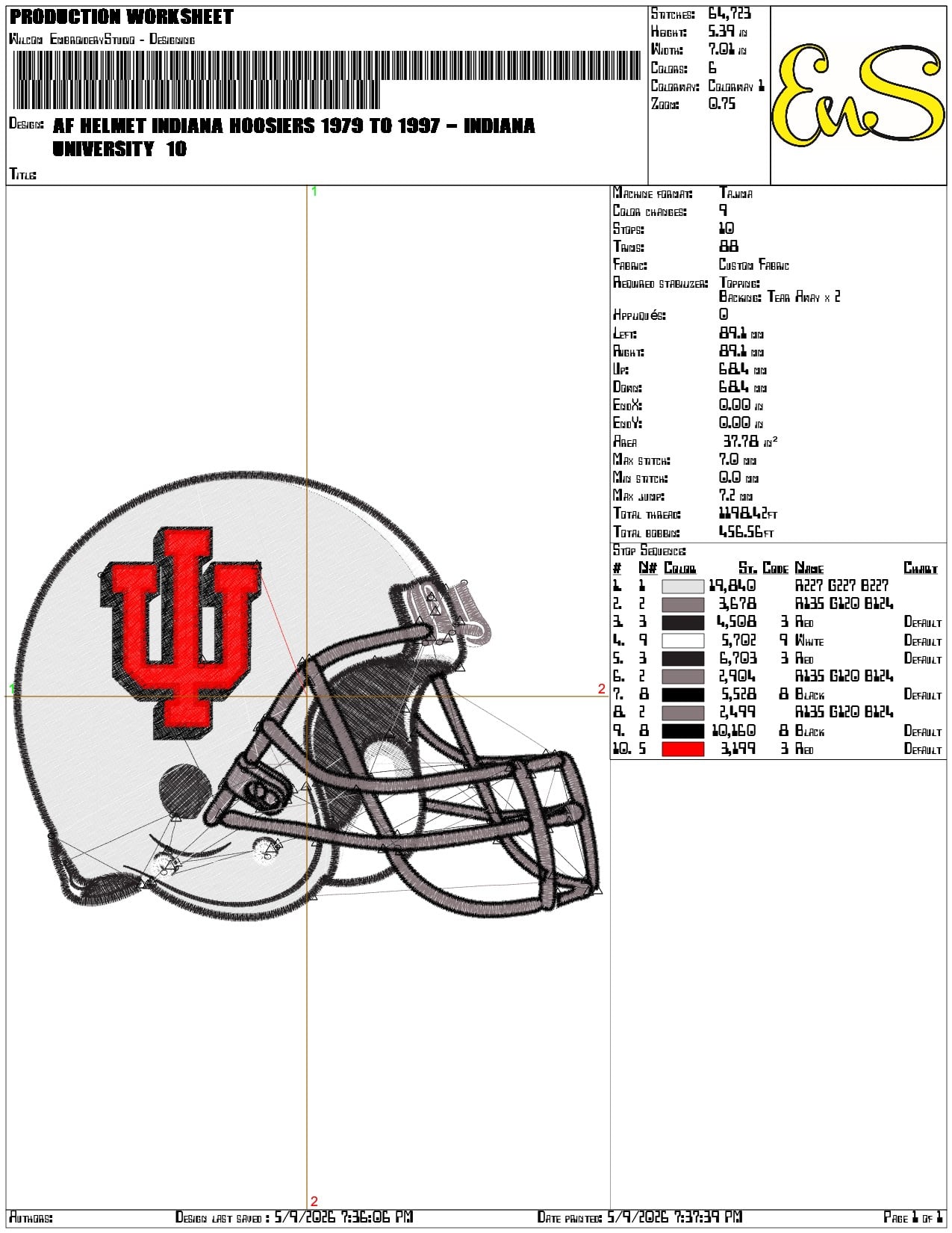 AF Helmet Indiana Hoosiers 1979 to 1997  - Elegant embroidery design file-instant download — view 3