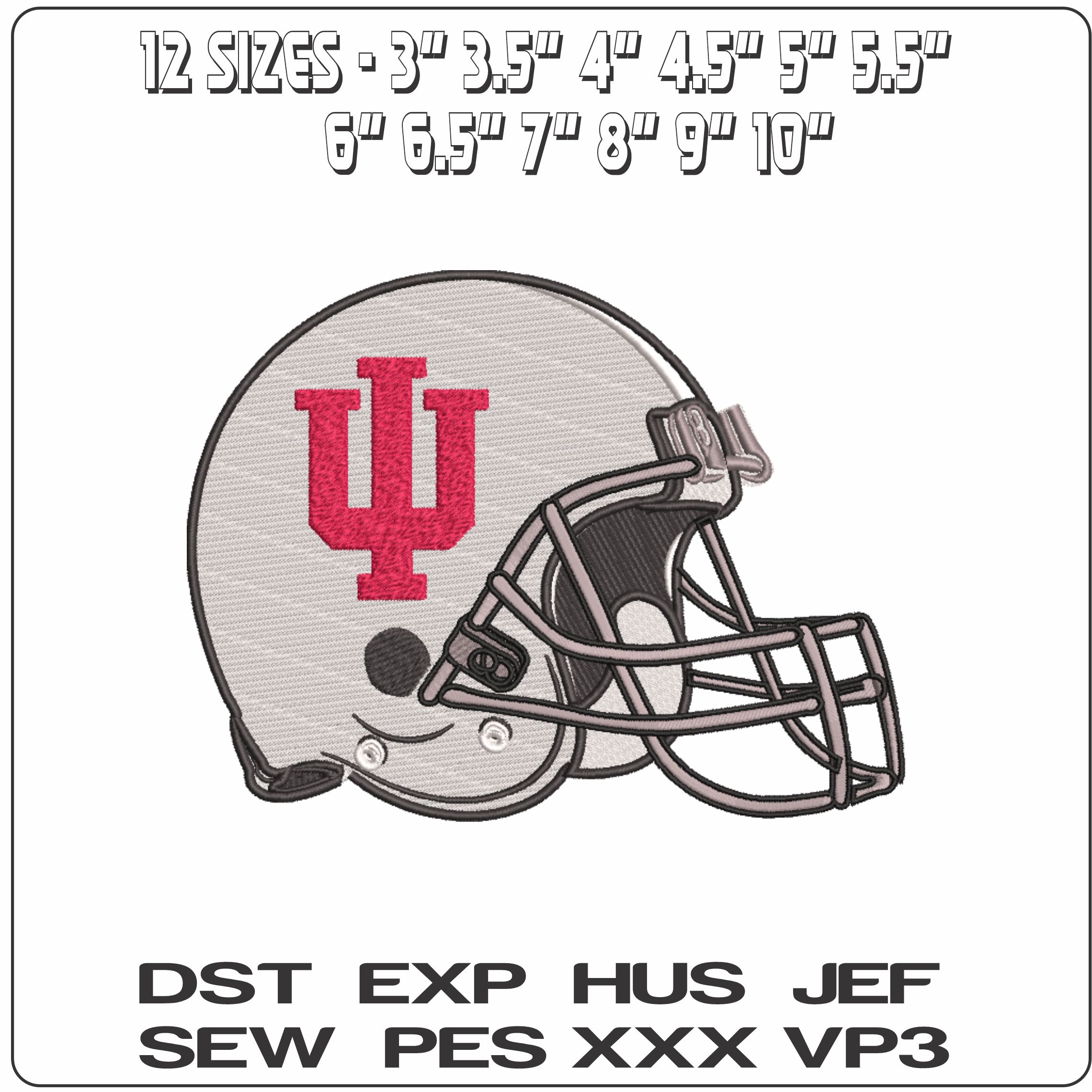 AF Helmet Indiana Hoosiers 2002 on Indiana University  - Elegant embroidery design file-instant download — view 2