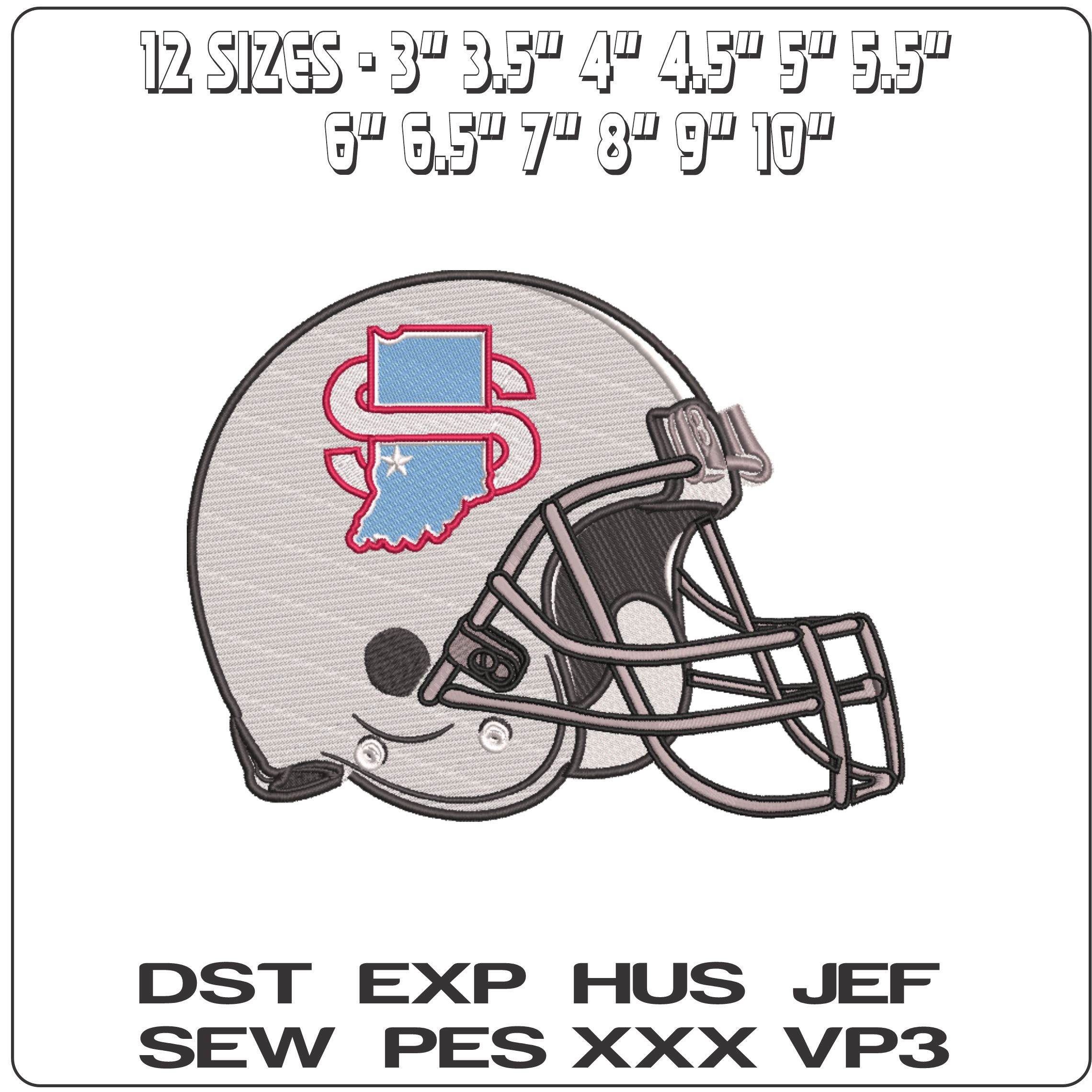 AF Helmet Indiana State Sycamores 1978 to 1989  - Elegant embroidery design file-instant download — view 2