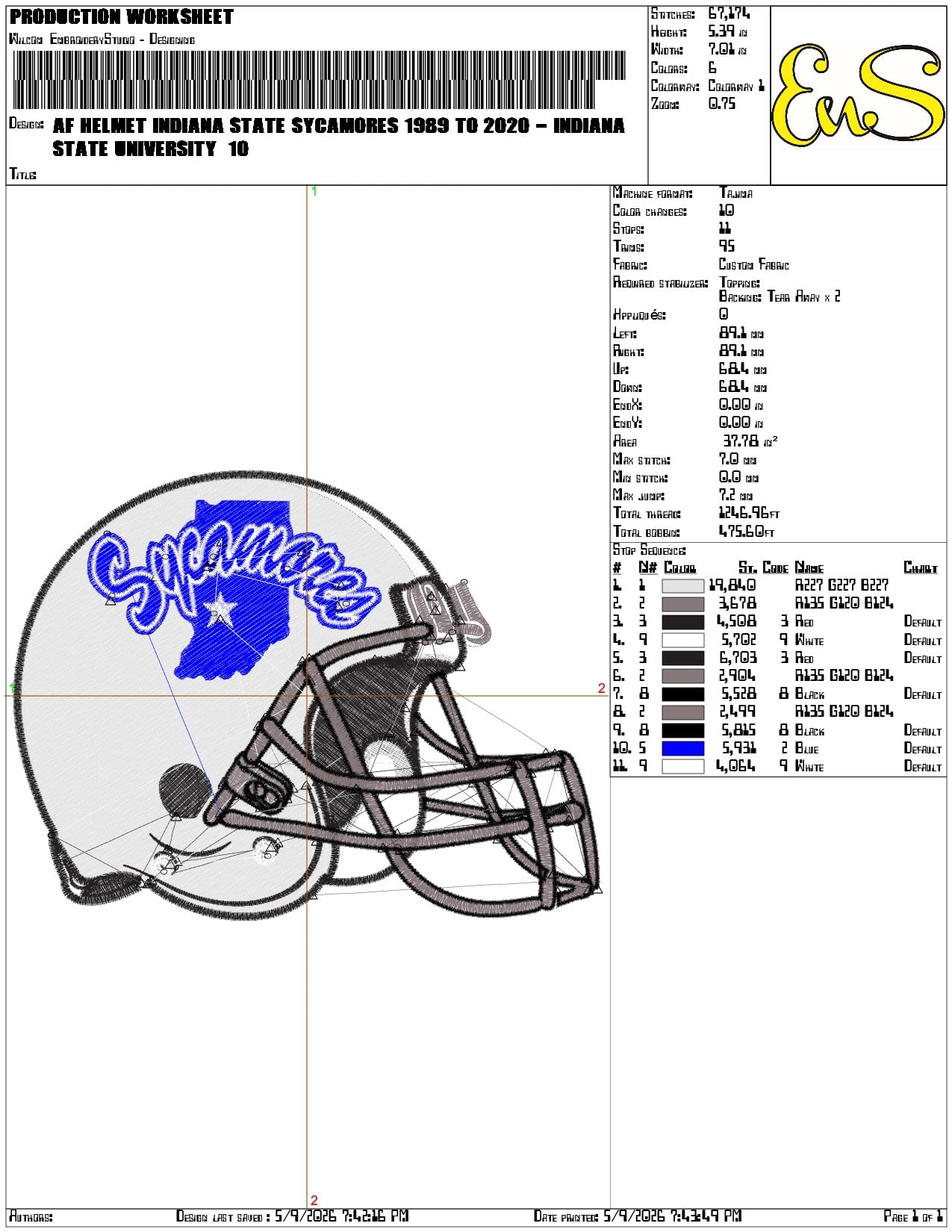 AF Helmet Indiana State Sycamores 1989 to 2020  - Elegant embroidery design file-instant download — view 3