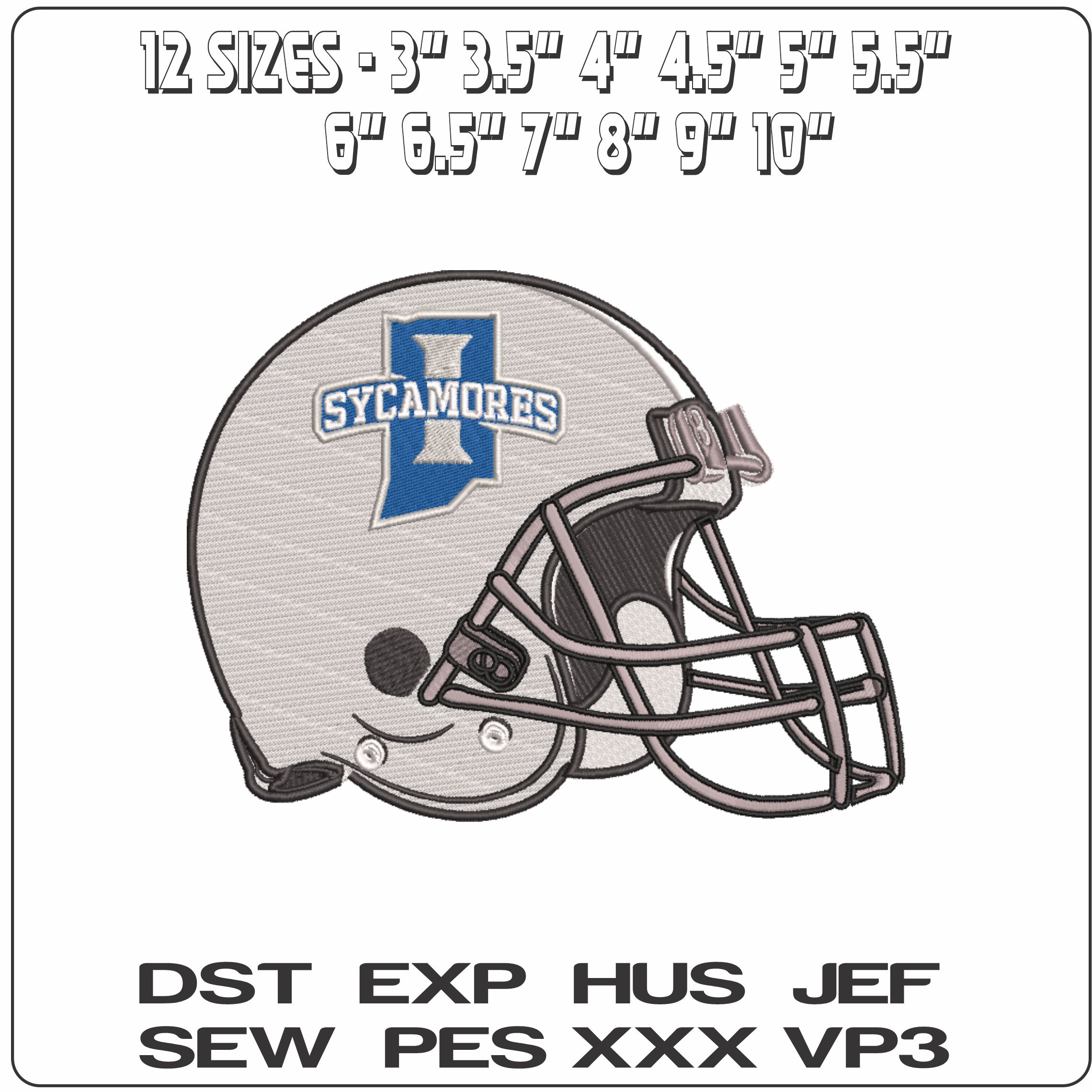 AF Helmet Indiana State Sycamores 2020  - Elegant embroidery design file-instant download — view 2