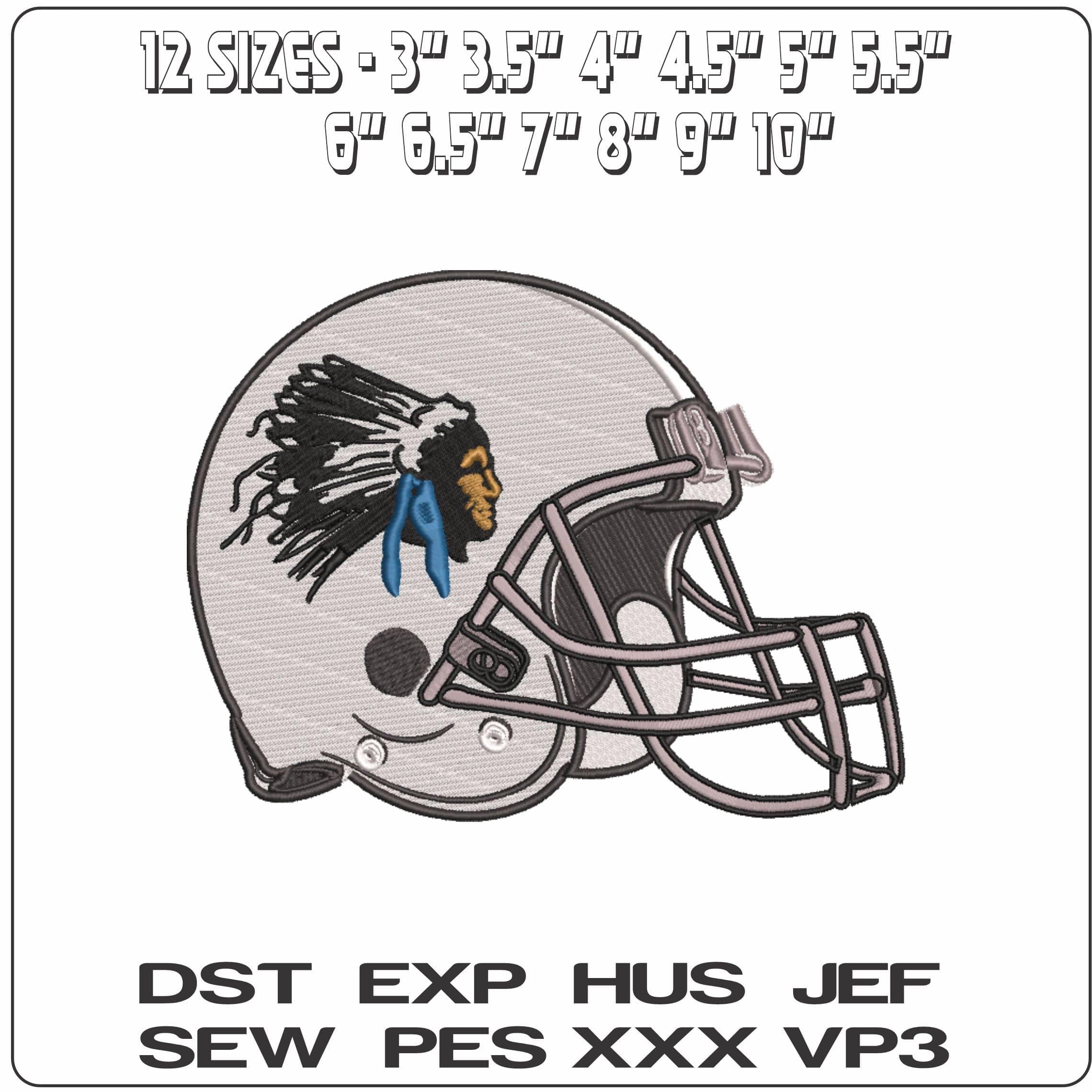AF Helmet Indiana State Sycamores Indian Head 1968  - Elegant embroidery design file-instant download — view 2