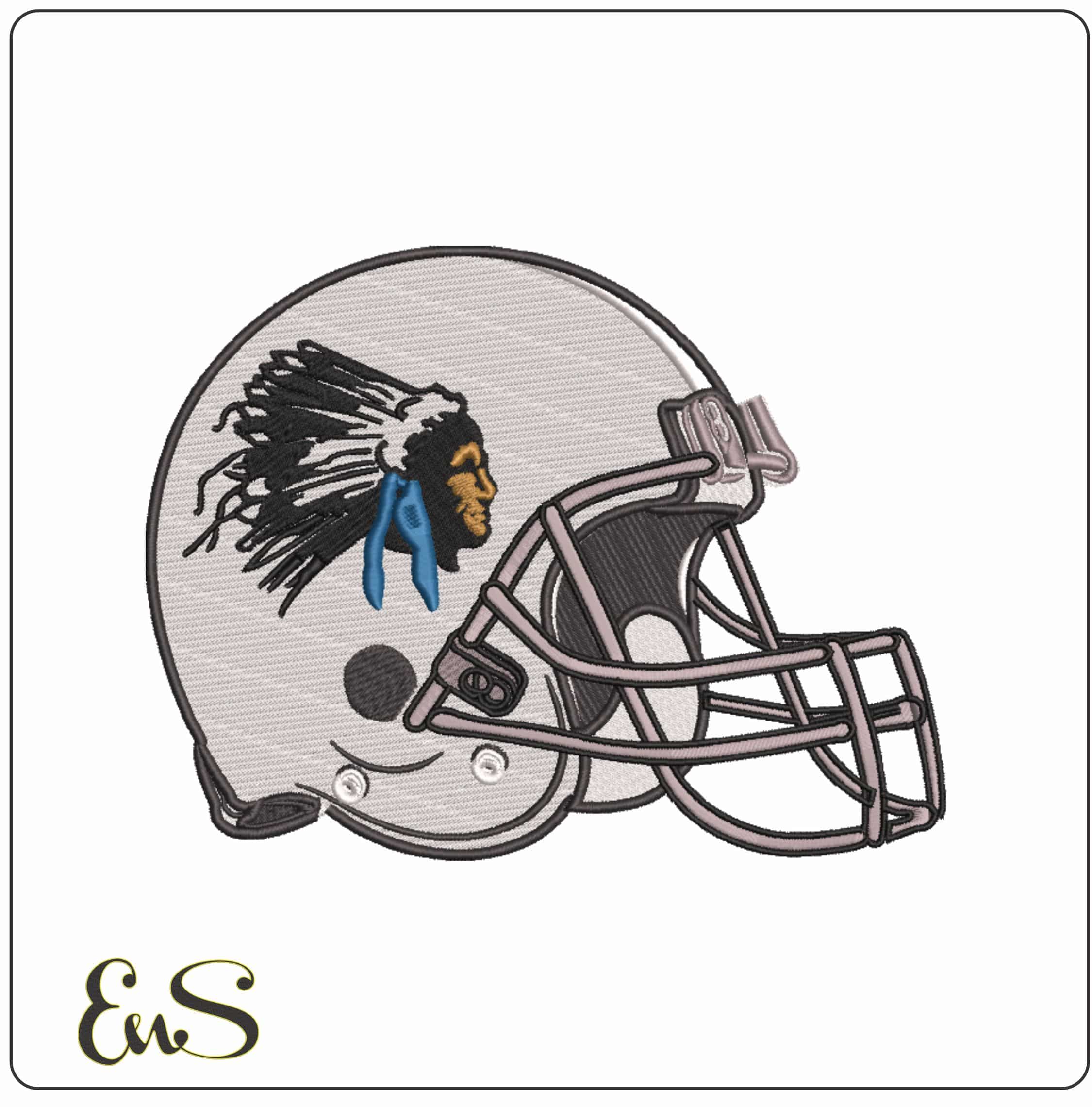 AF Helmet Indiana State Sycamores Indian Head 1968  - Elegant embroidery design file-instant download