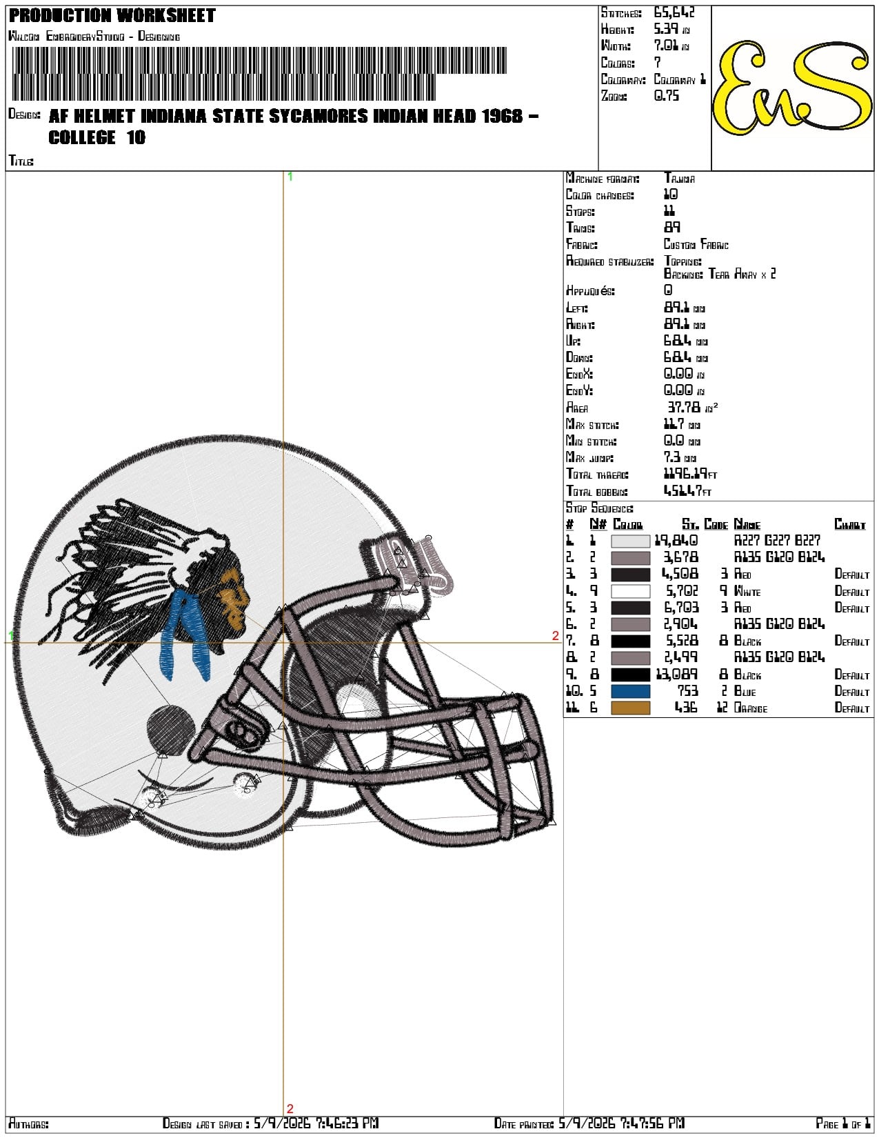 AF Helmet Indiana State Sycamores Indian Head 1968  - Elegant embroidery design file-instant download — view 3