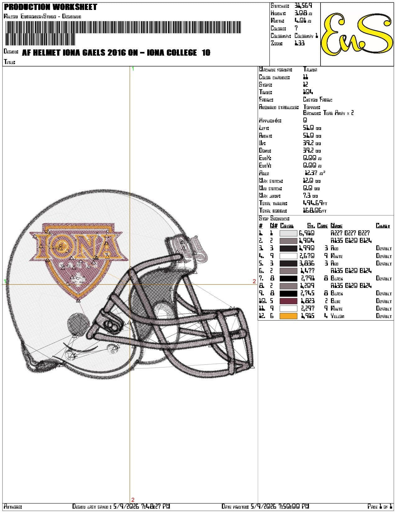 AF Helmet Iona Gaels 2016  - Elegant embroidery design file-instant download — view 3