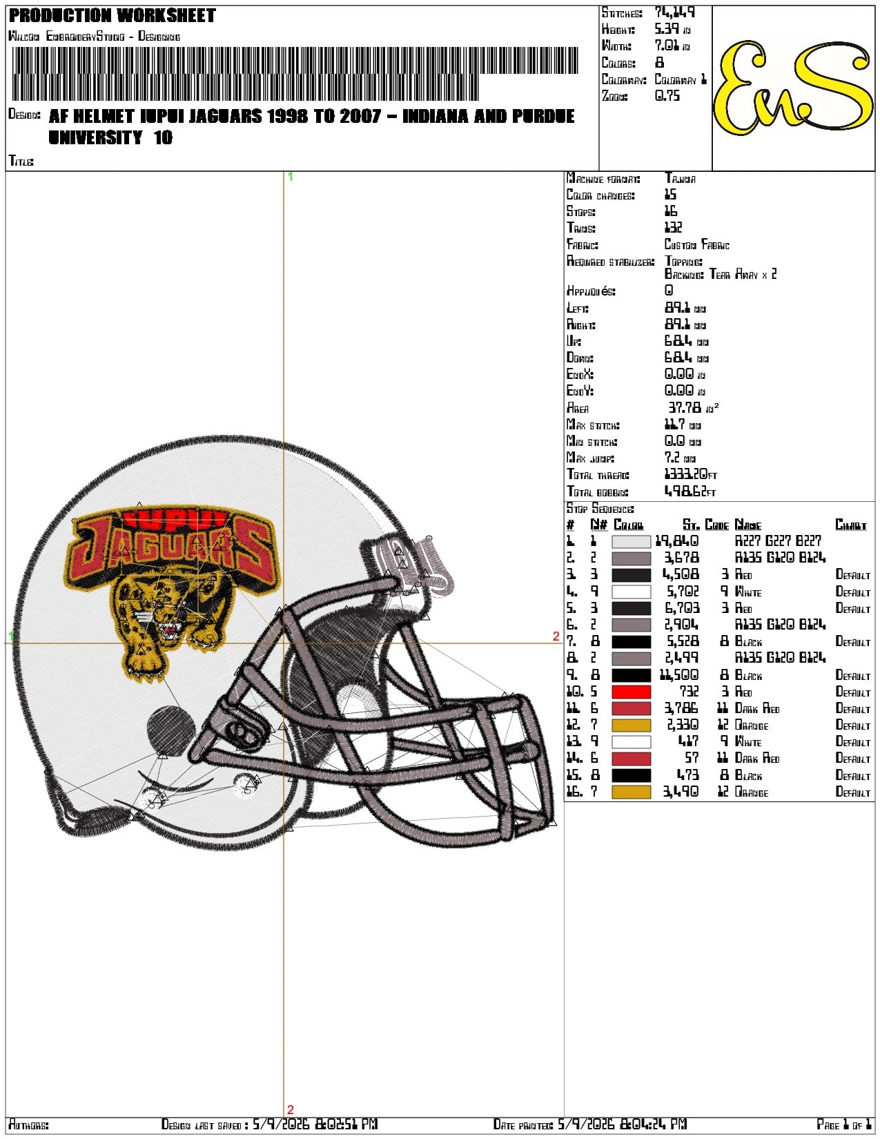 AF Helmet IUPUI Jaguars 1998 to 2007  - Elegant embroidery design file-instant download — view 3