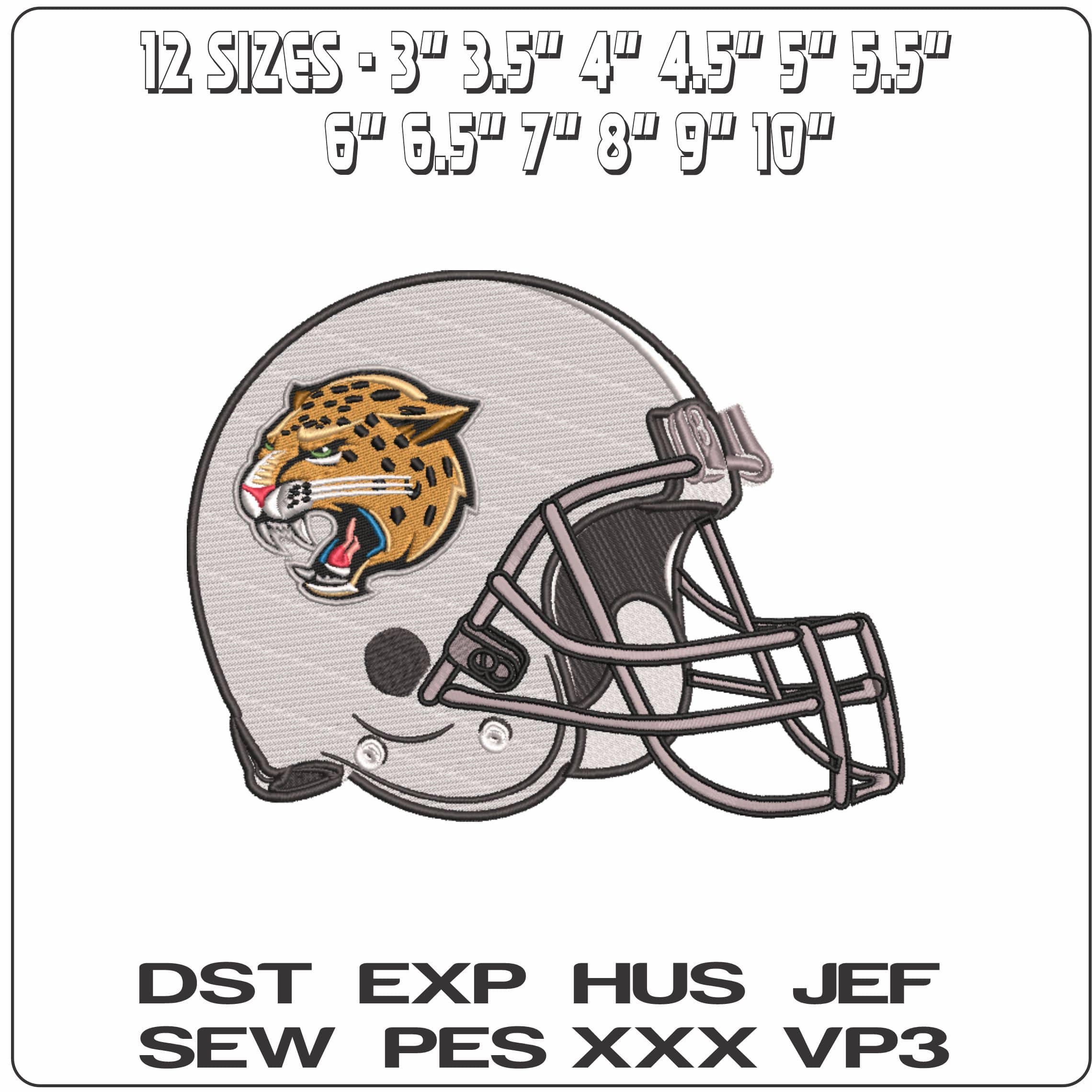 AF Helmet IUPUI Jaguars Head 2017  - Elegant embroidery design file-instant download — view 2