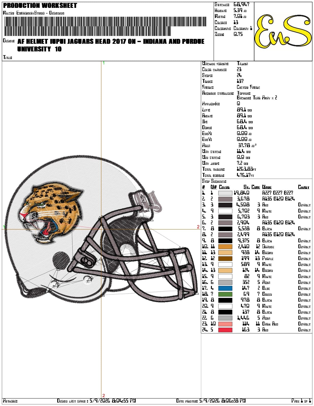 AF Helmet IUPUI Jaguars Head 2017  - Elegant embroidery design file-instant download — view 3