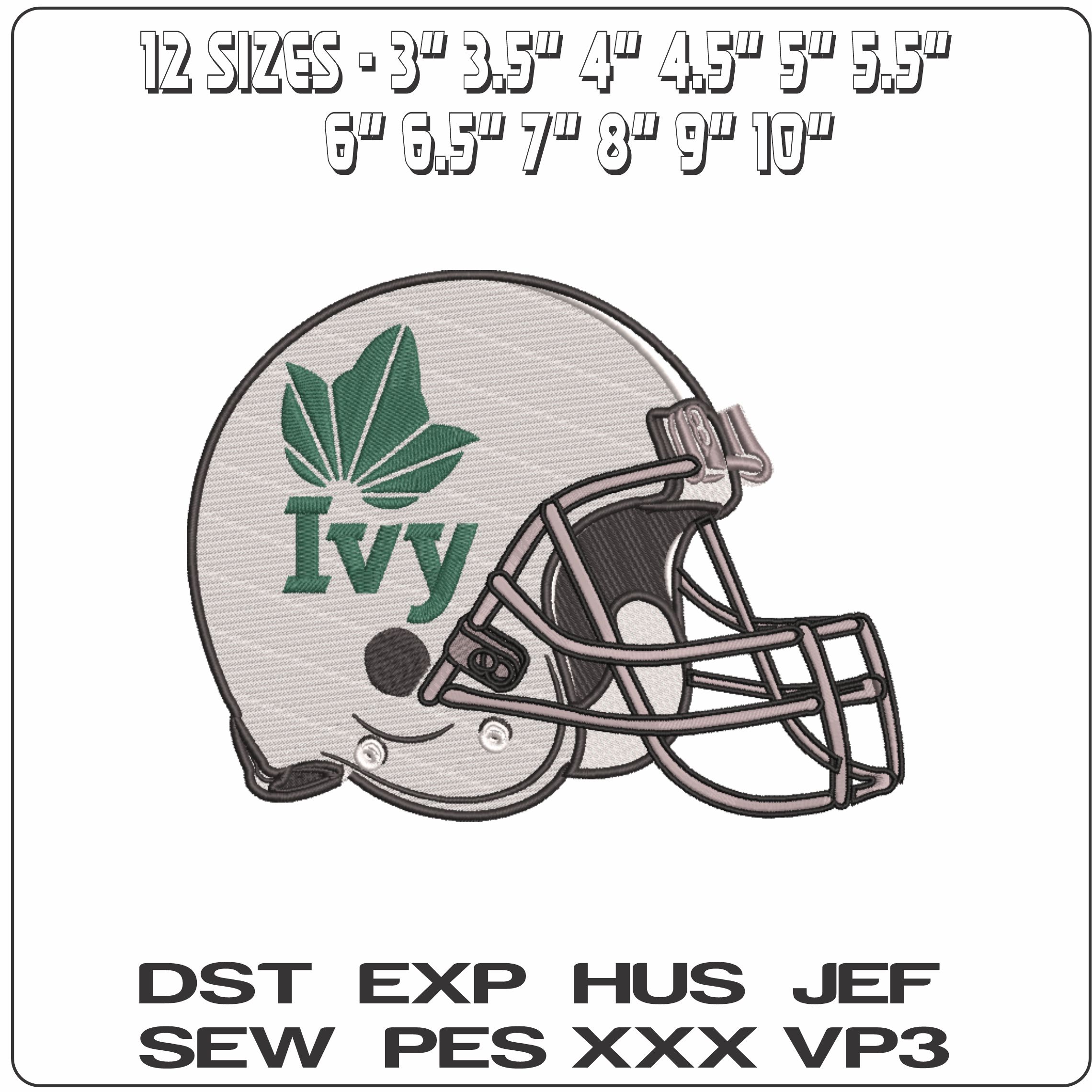 AF Helmet Ivy League 2019  - Elegant embroidery design file-instant download — view 2