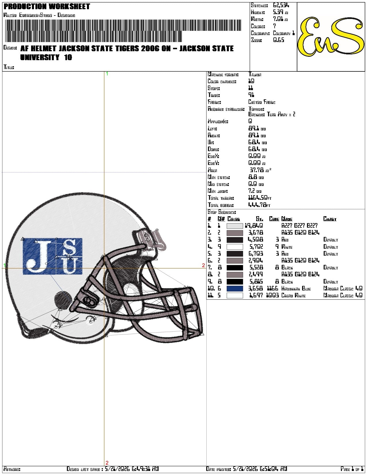 AF Helmet Jackson State Tigers 2006  - Elegant embroidery design file-instant download — view 3