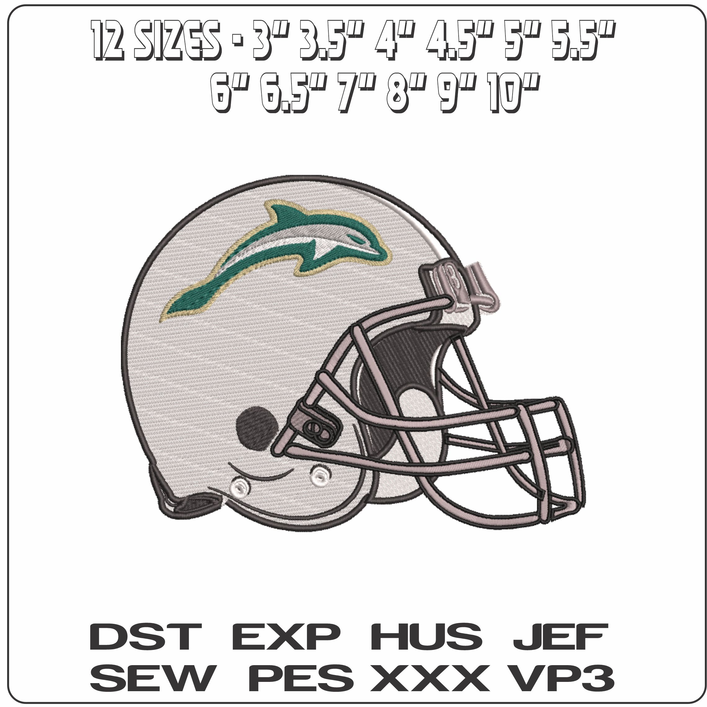 AF Helmet Jacksonville Dolphins 2018 on Alternative  - Elegant embroidery design file-instant download — view 2