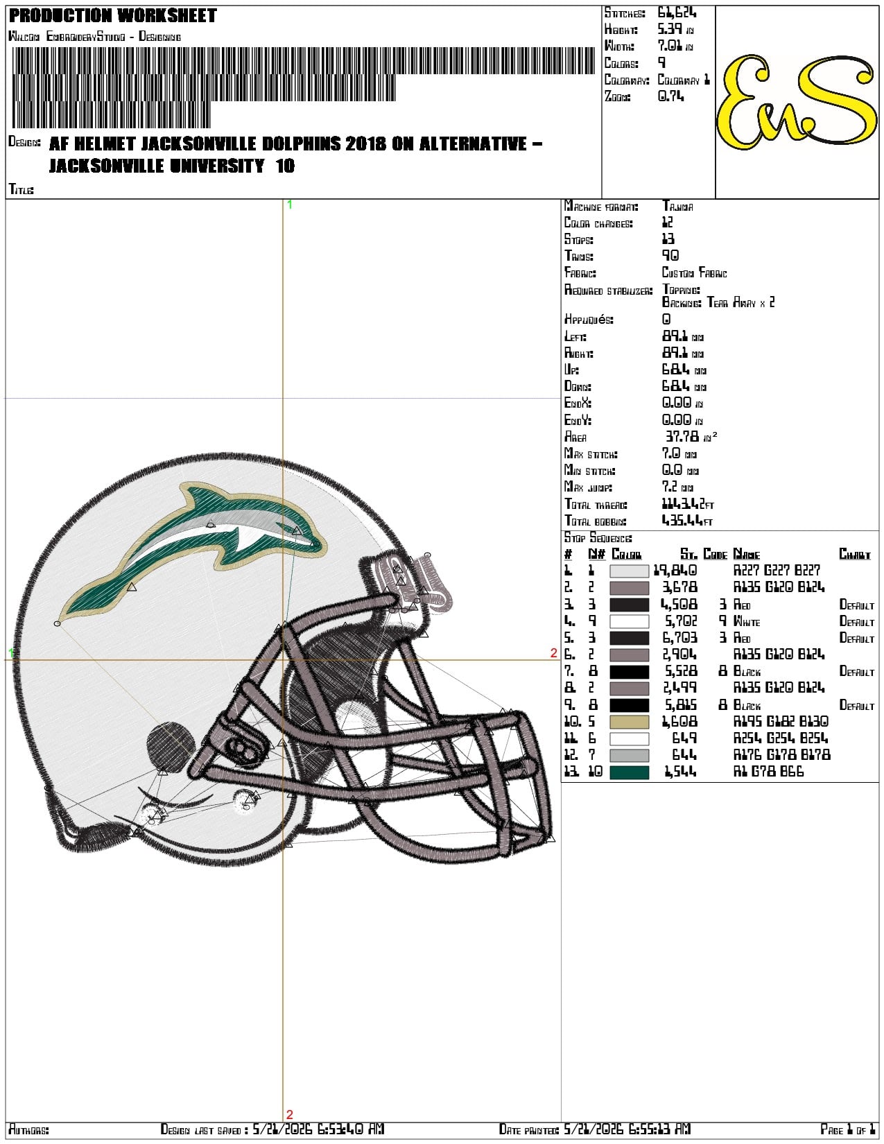 AF Helmet Jacksonville Dolphins 2018 on Alternative  - Elegant embroidery design file-instant download — view 3