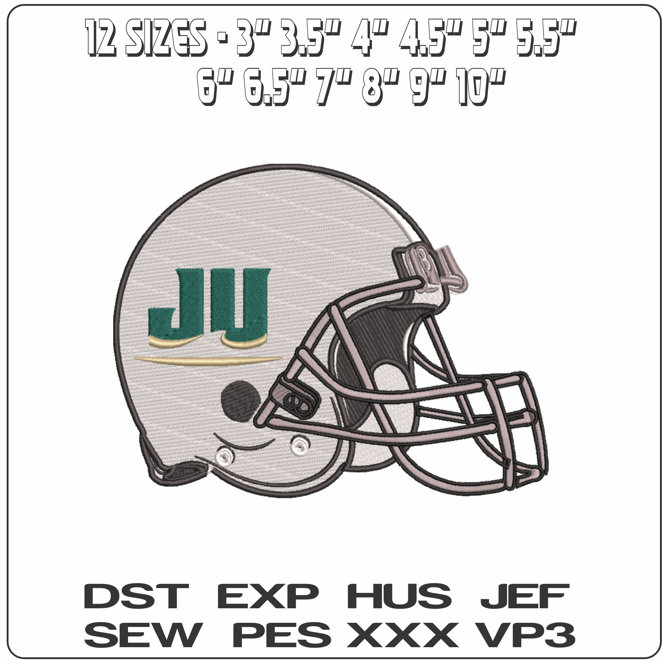 Af Helmet Jacksonville Dolphins JU 2018  - Elegant embroidery design file-instant download — view 2