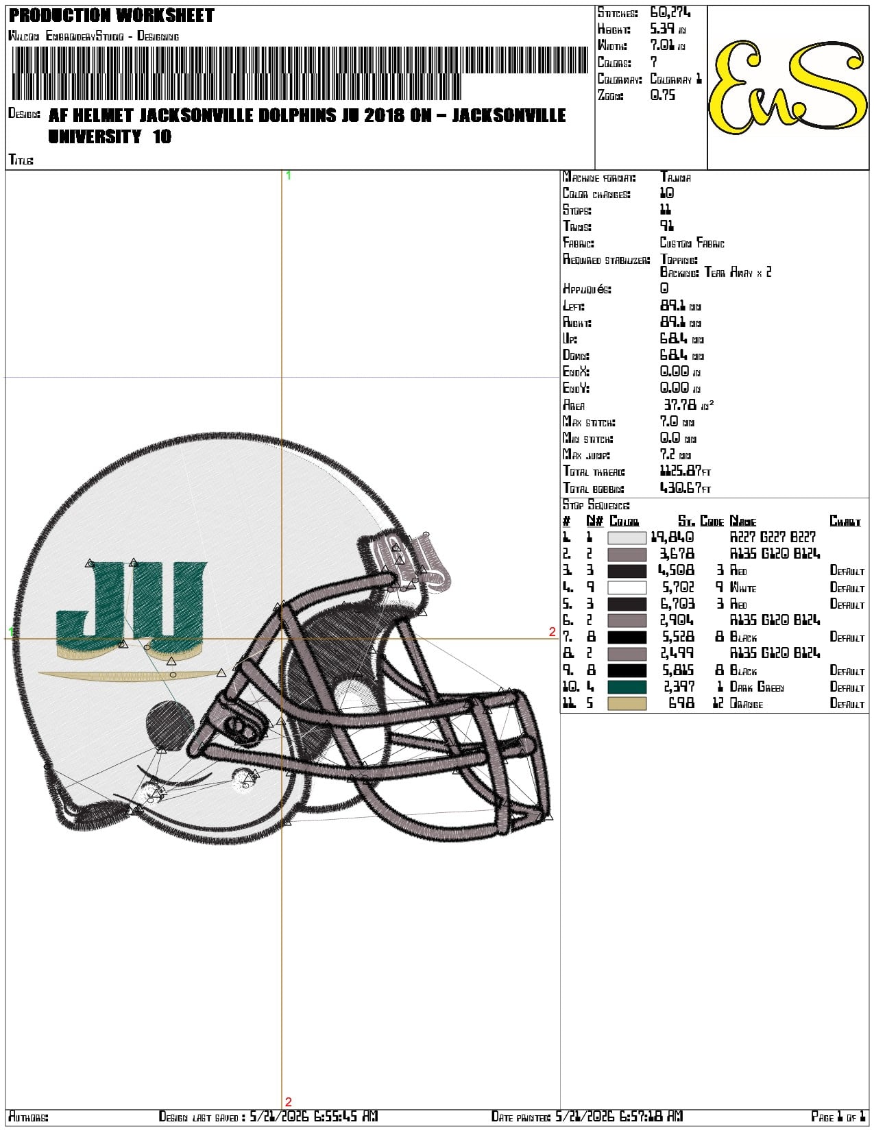 Af Helmet Jacksonville Dolphins JU 2018  - Elegant embroidery design file-instant download — view 3