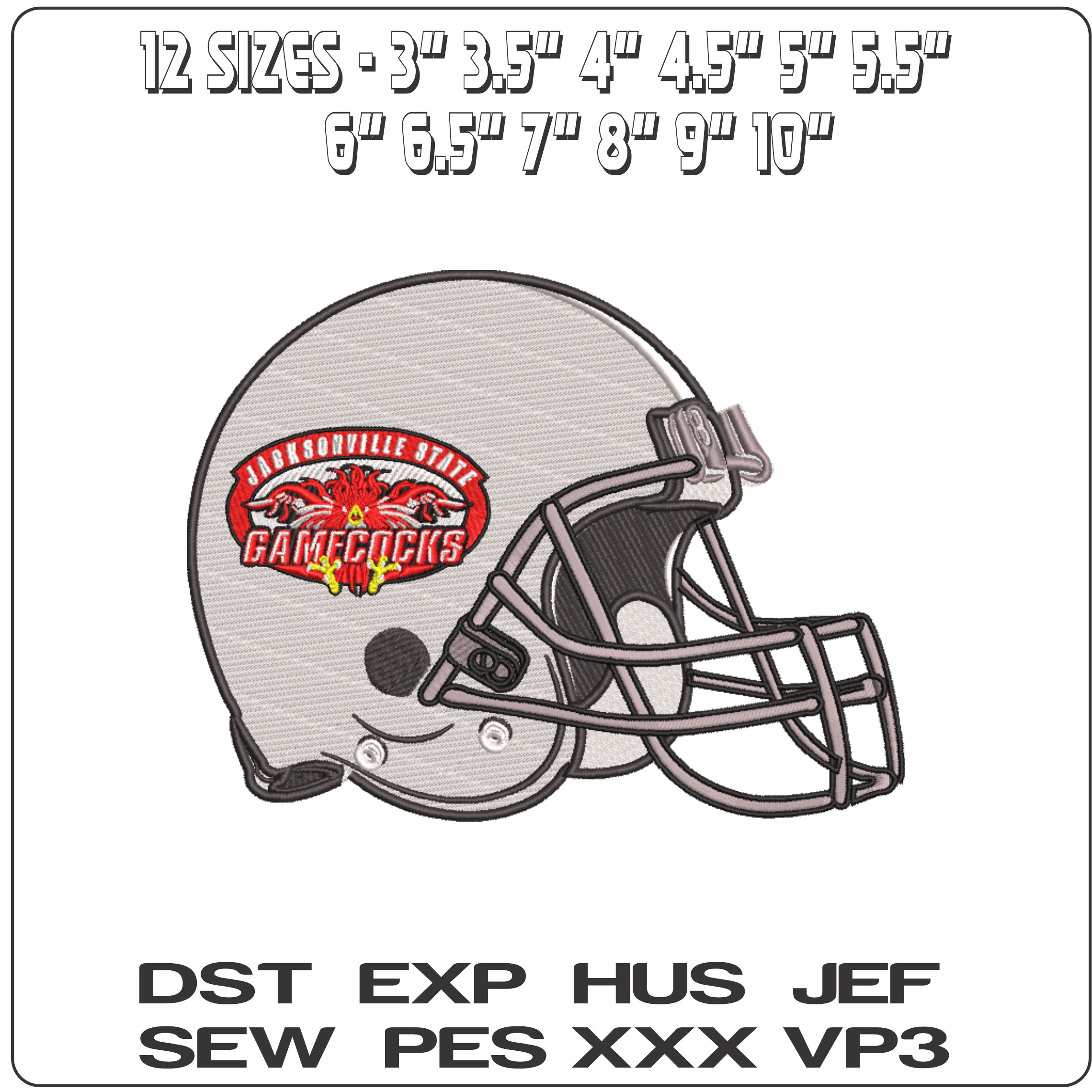 AF Helmet Jacksonville State Gamecocks 2002 to 2023  - Elegant embroidery design file-instant download — view 2