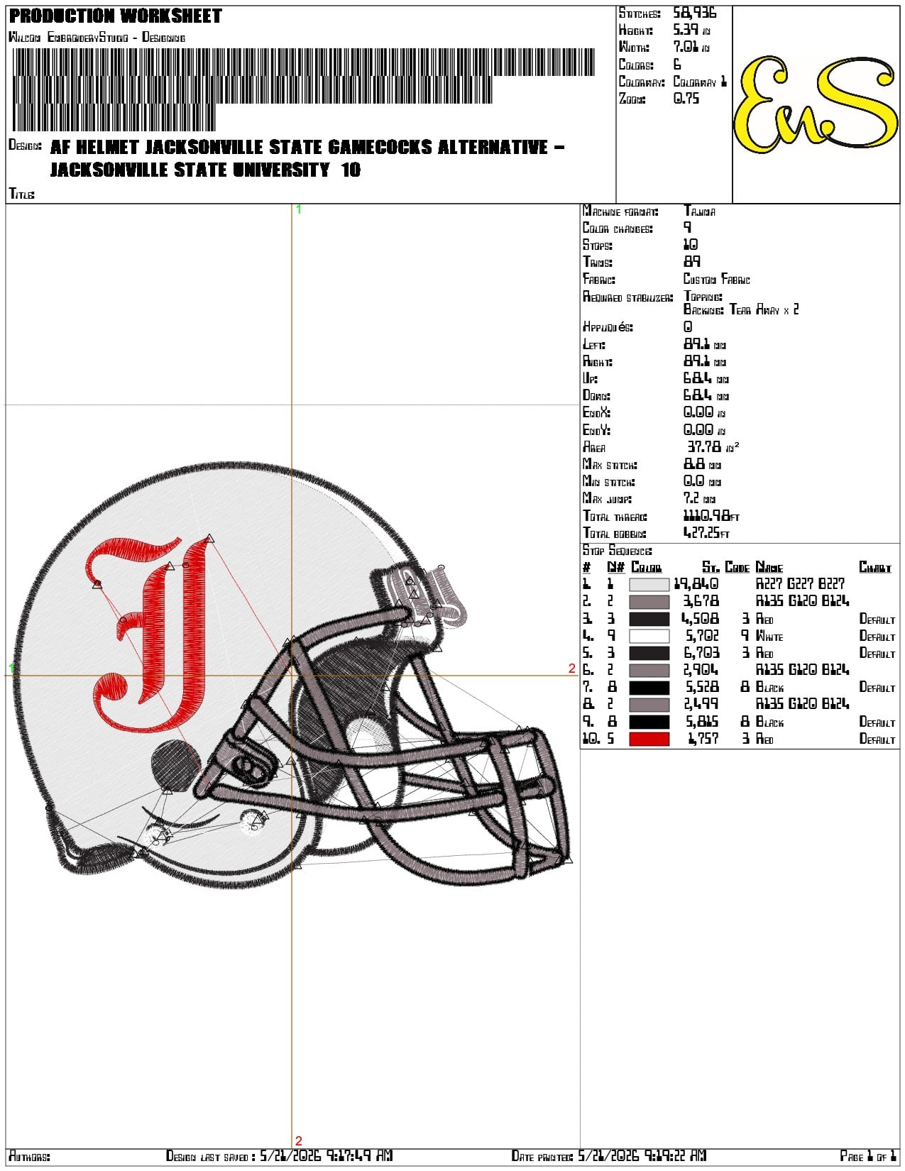 AF Helmet Jacksonville State Gamecocks Alternative  - Elegant embroidery design file-instant download — view 3