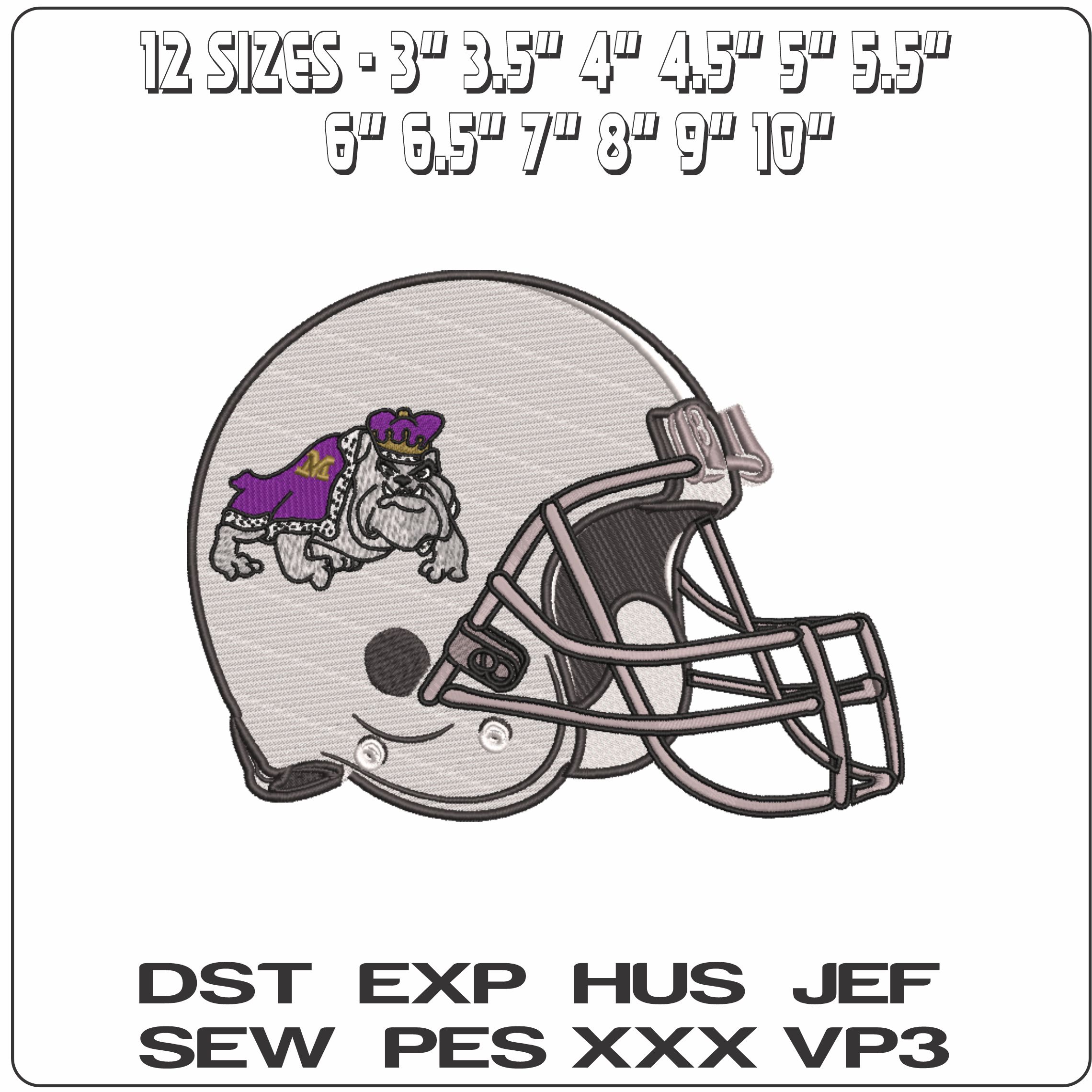 AF Helmet James Madison Dukes 1973 to 1977  - Elegant embroidery design file-instant download — view 2