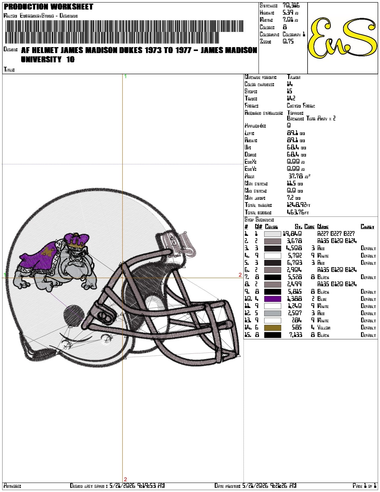 AF Helmet James Madison Dukes 1973 to 1977  - Elegant embroidery design file-instant download — view 3