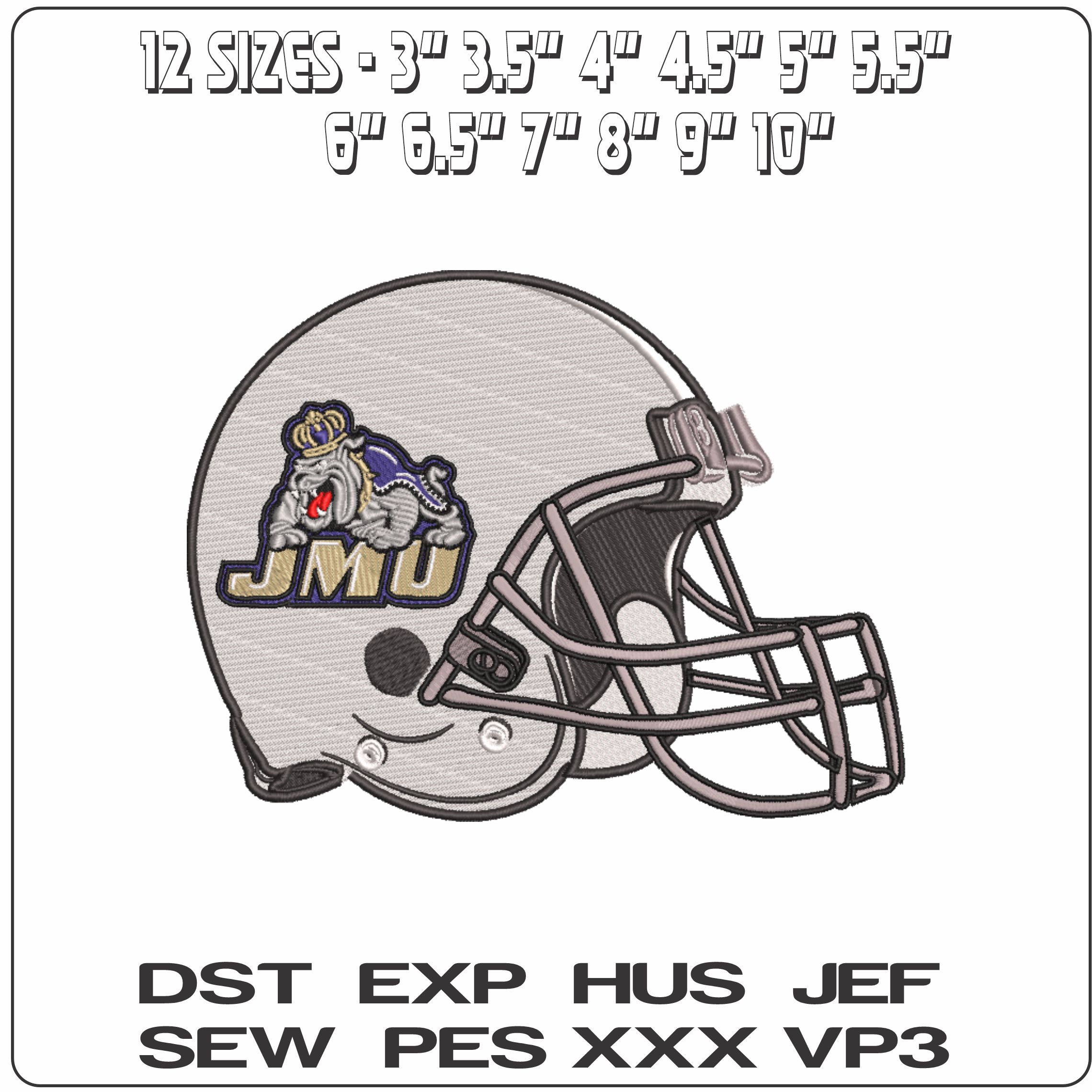 AF Helmet James Madison Dukes 2002 to 2014  - Elegant embroidery design file-instant download — view 2