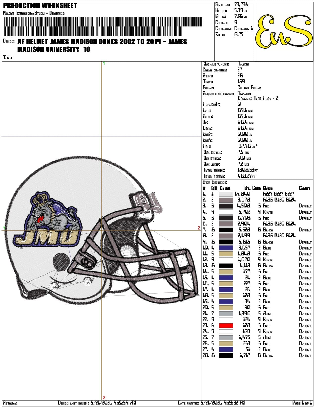 AF Helmet James Madison Dukes 2002 to 2014  - Elegant embroidery design file-instant download — view 3