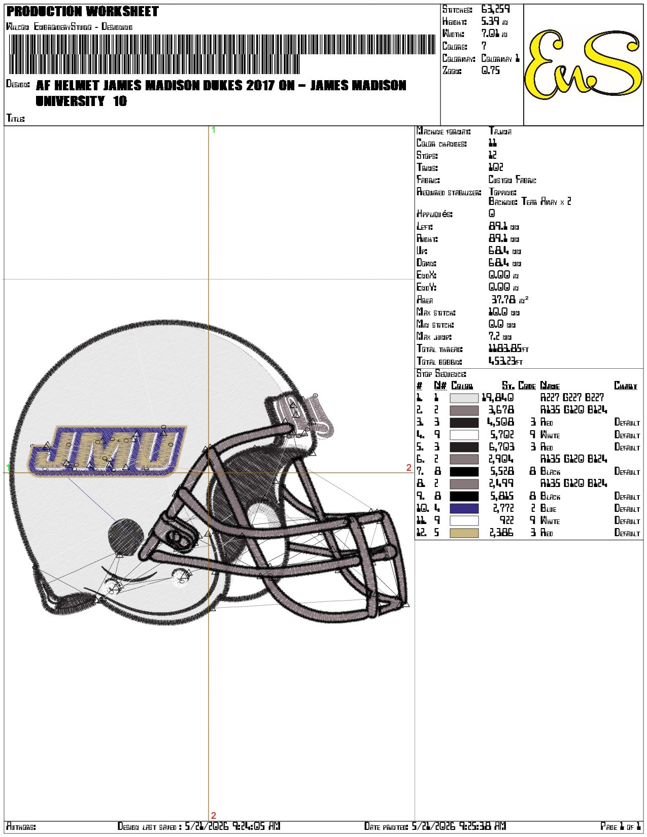 AF Helmet James Madison Dukes 2017  - Elegant embroidery design file-instant download — view 3