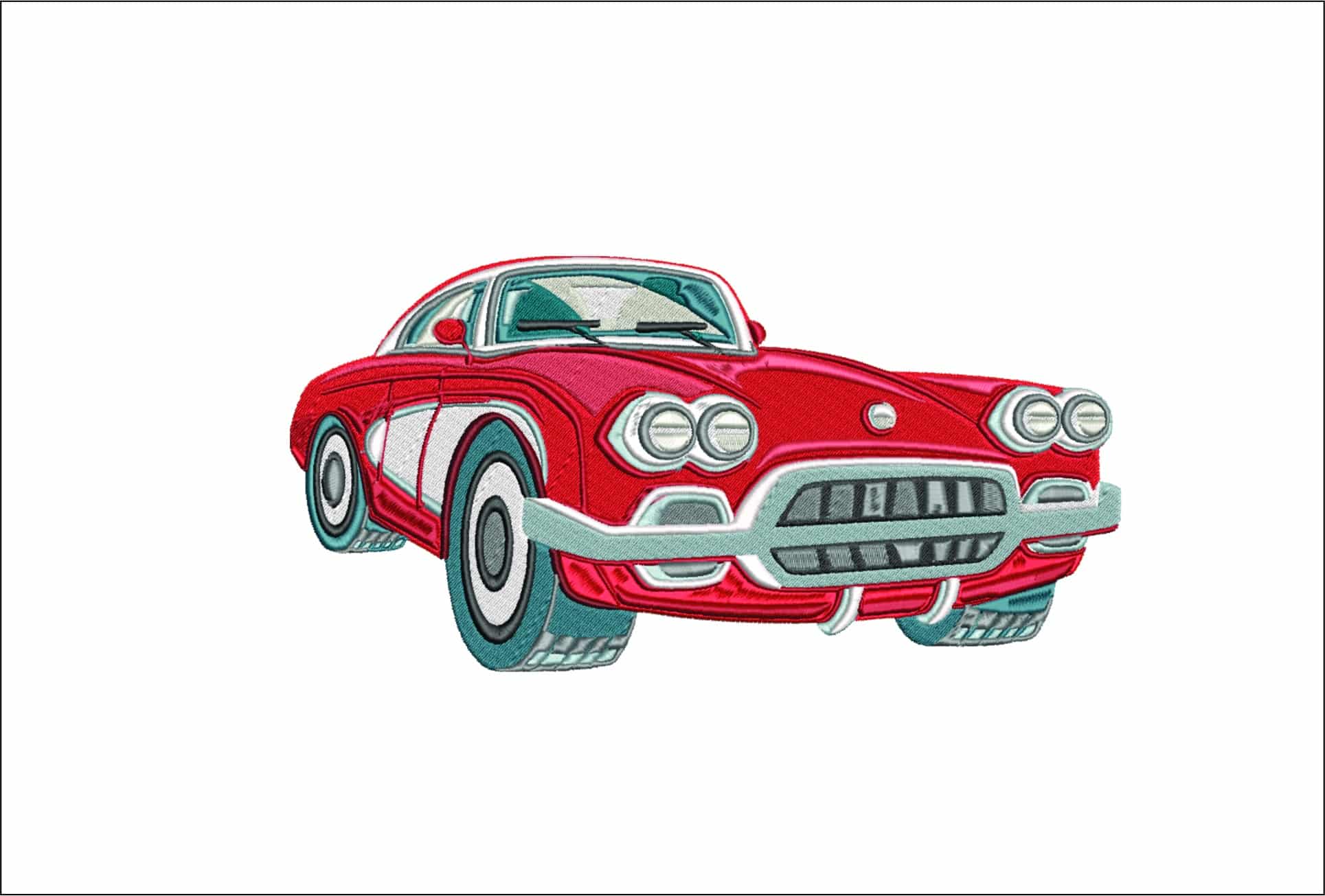 Early Corvette car embroidery design - Cruiser embroidery design machine pattern Baby toddler embroidery file - instant download in a frame
