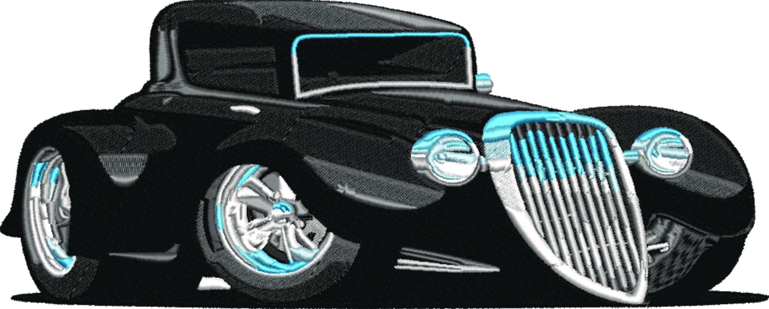 Hot rod car embroidery design - Low rider embroidery design machine pattern - Baby toddler embroidery file - instant download in a frame — view 2
