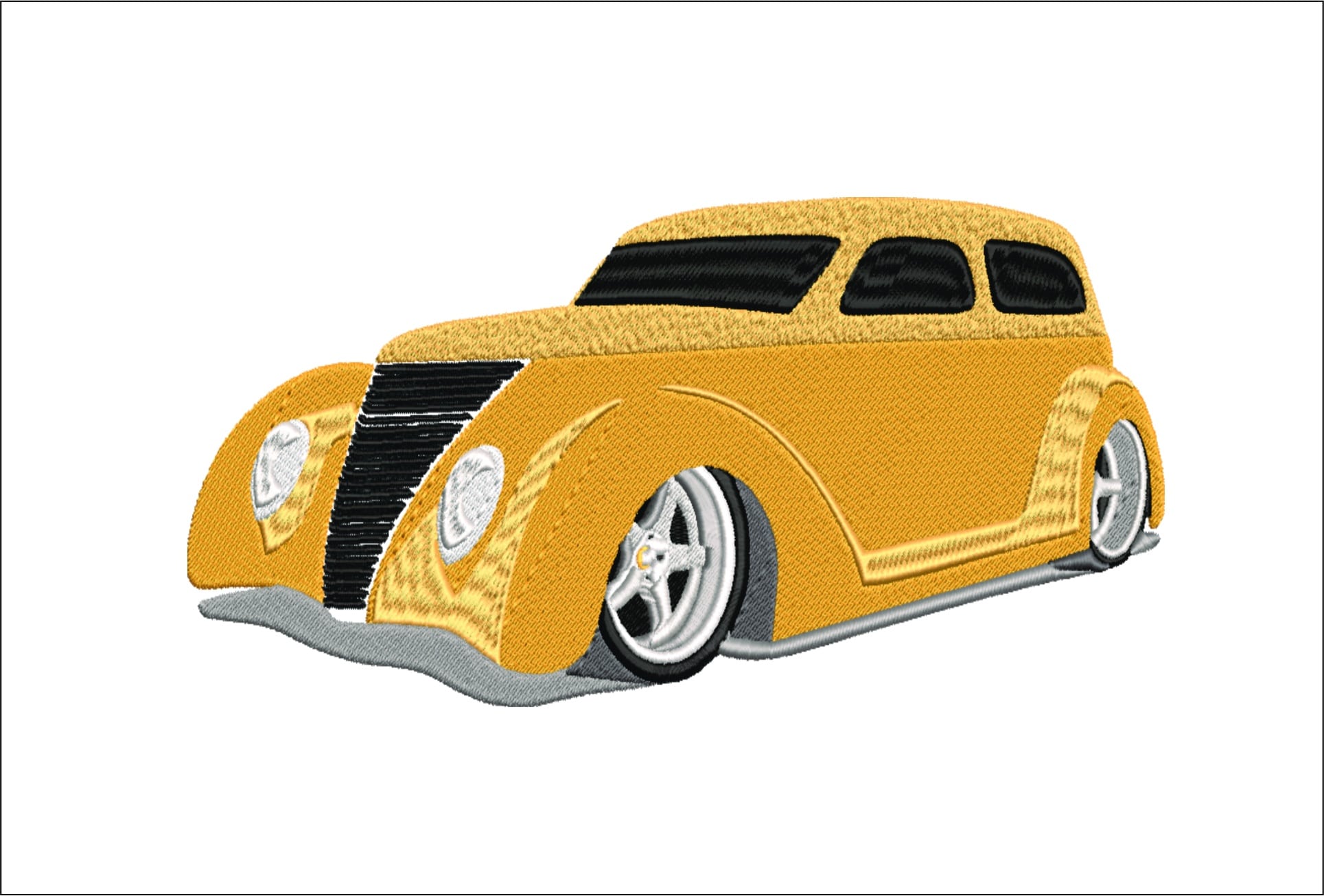 Hot rod 2 car embroidery design - Low rider embroidery design machine pattern - Car embroidery file - instant download in a frame