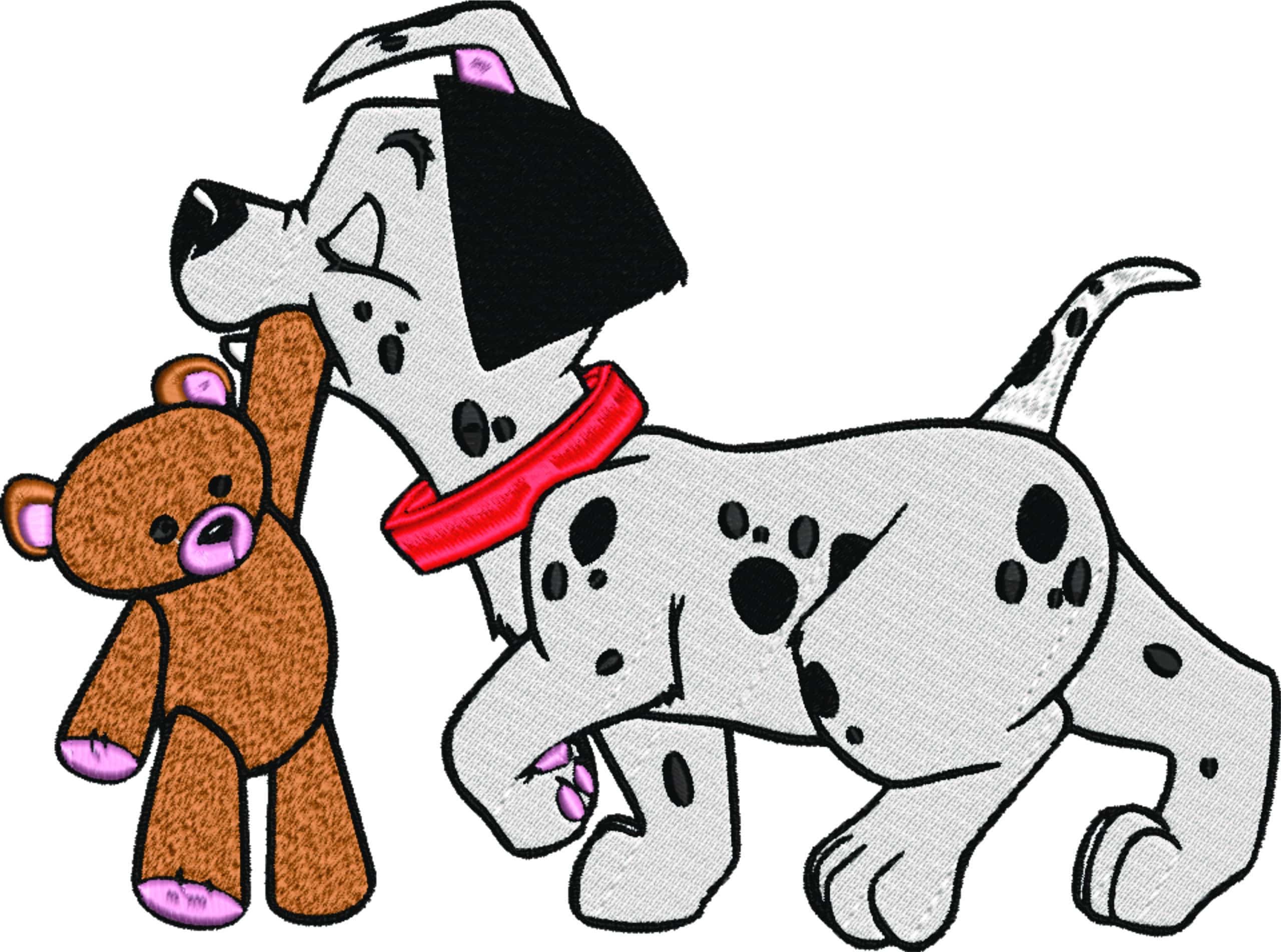 101 Dalmatian with Teddy design - Dog and Teddy embroidery design machine pattern Baby toddler embroidery file instant download in a frame — view 2
